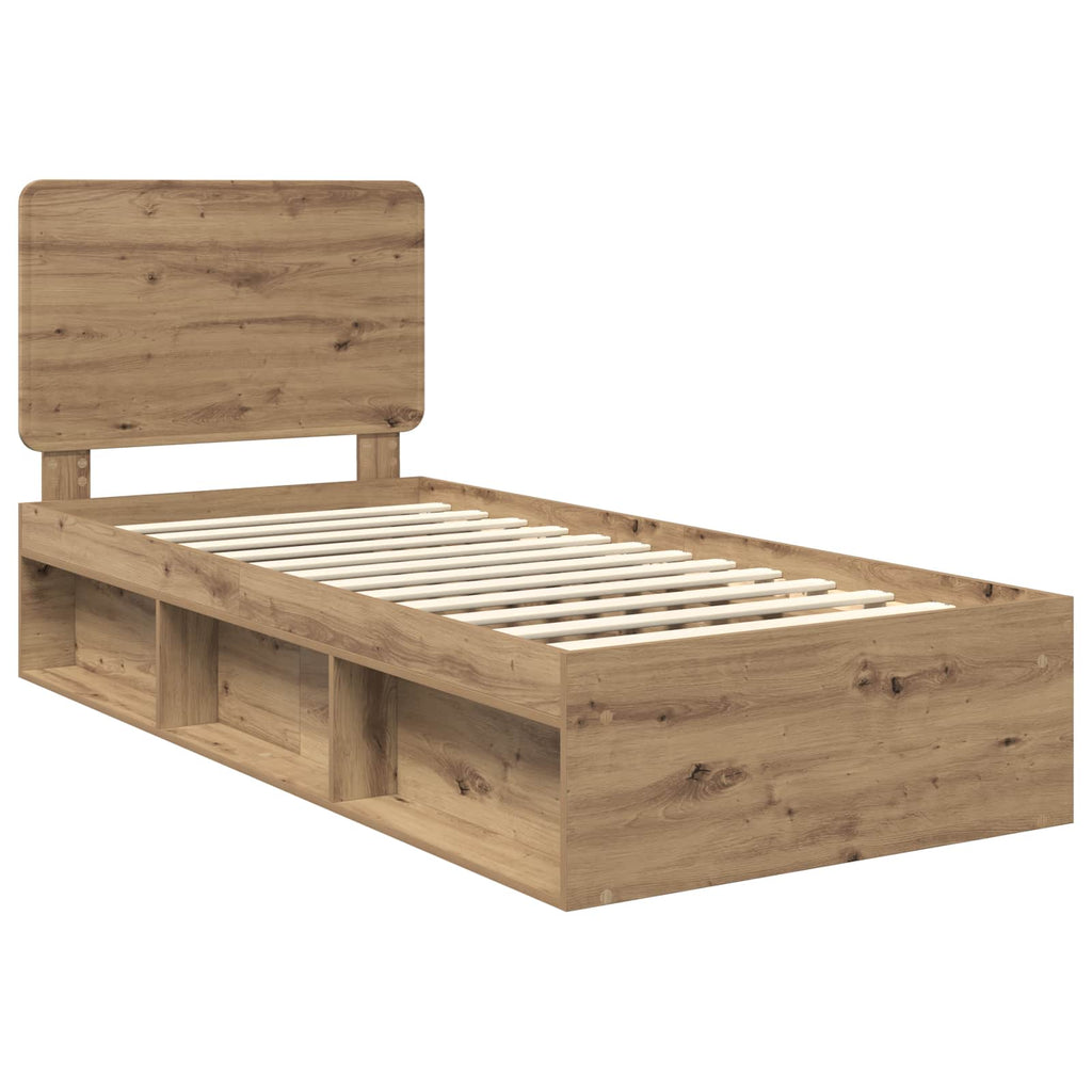 vidaXL Ramka łóżka Dąb rzemieślniczy 90 x 200 cm Lite drewno sosnowe