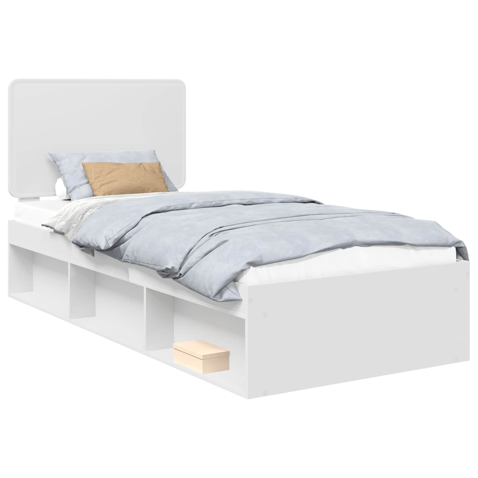 vidaXL Ramka łóżka Z zagłówkiem Biały 90 x 190 cm Lite drewno sosnowe