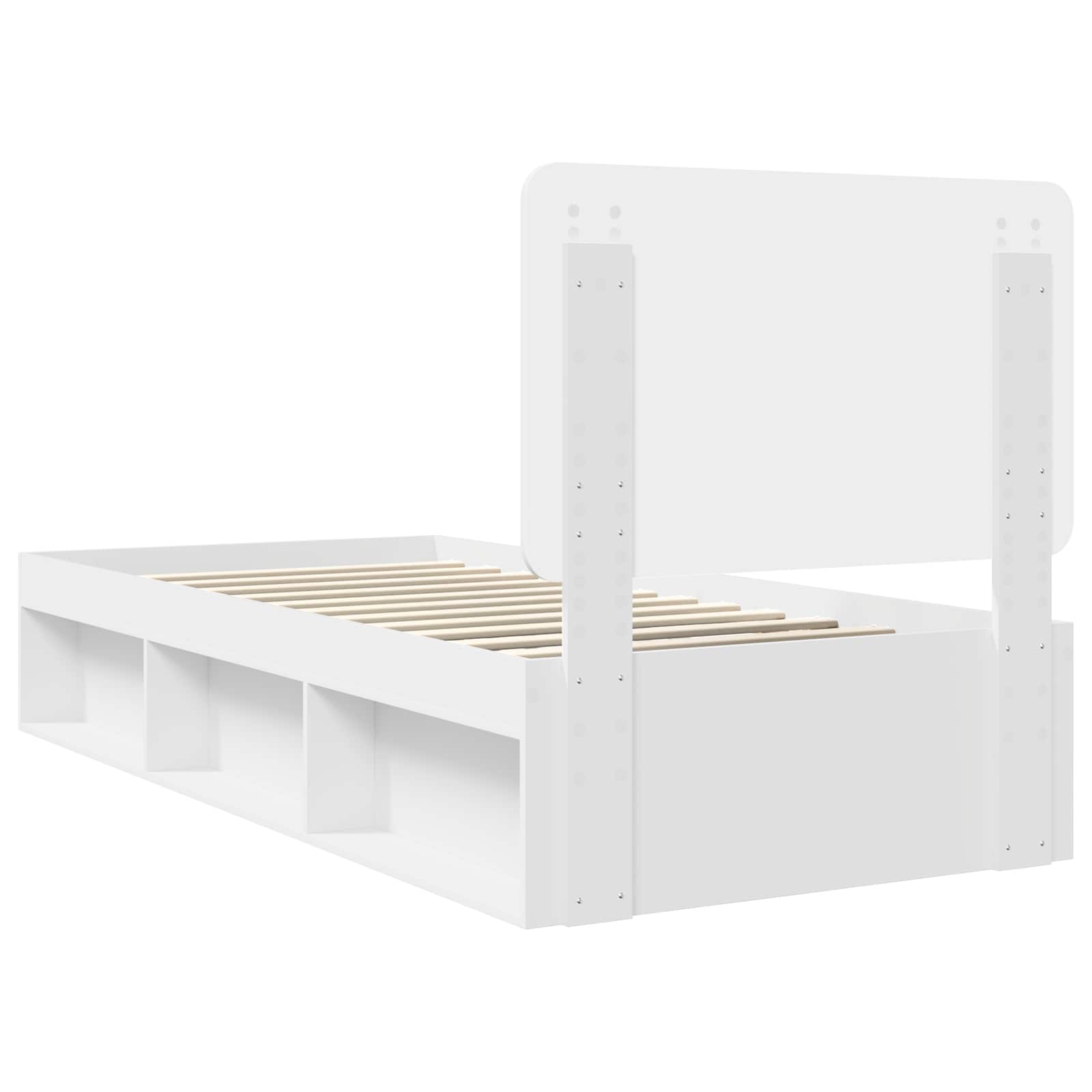 vidaXL Ramka łóżka Z zagłówkiem Biały 90 x 190 cm Lite drewno sosnowe
