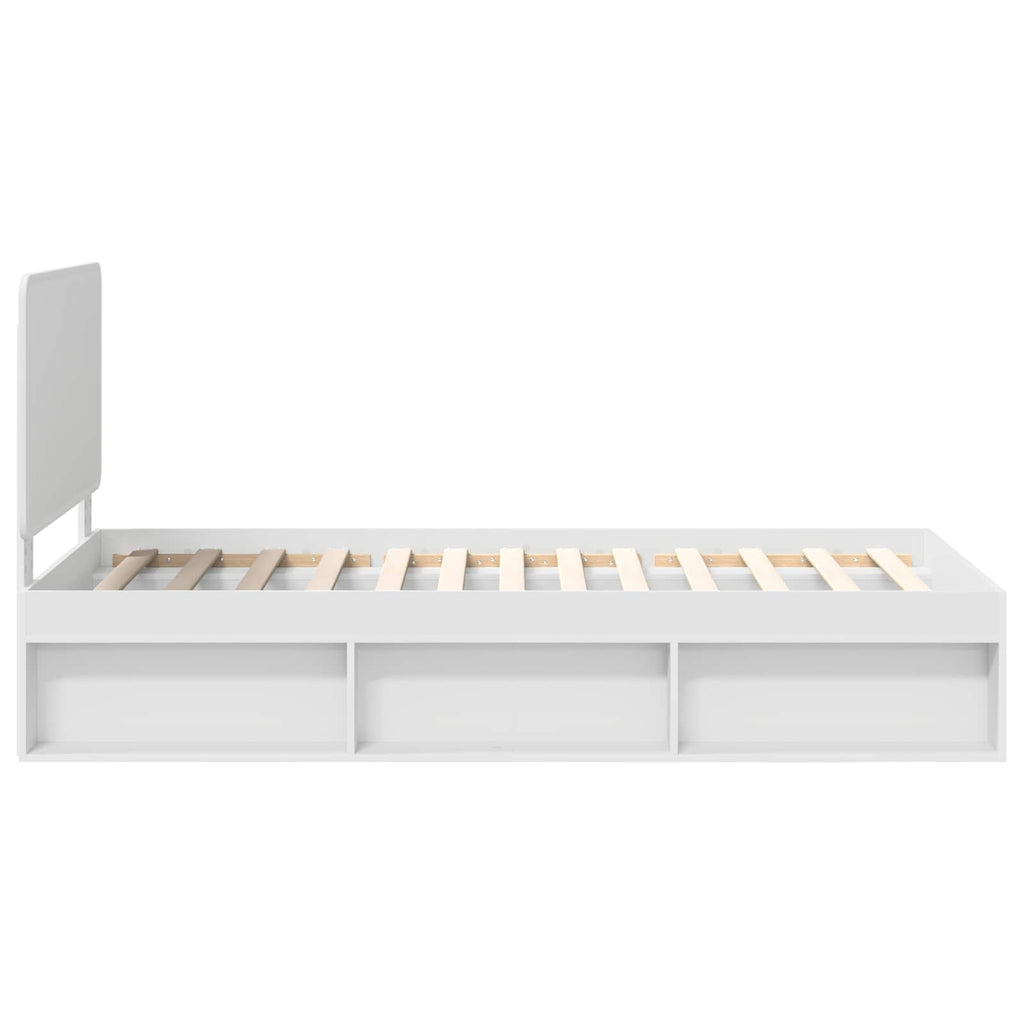 vidaXL Ramka łóżka Z zagłówkiem Biały 90 x 190 cm Lite drewno sosnowe