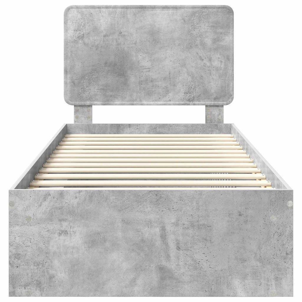 vidaXL Ramka łóżka Szary beton 90 x 190 cm Lite drewno sosnowe