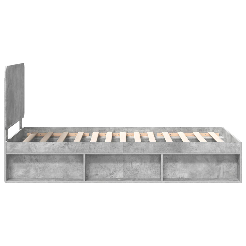 vidaXL Ramka łóżka Szary beton 90 x 190 cm Lite drewno sosnowe