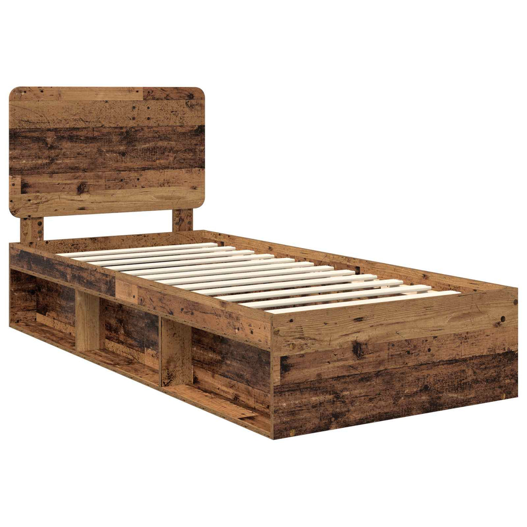 vidaXL Ramka łóżka Stare drewno 90 x 190 cm Lite drewno sosnowe