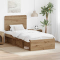 vidaXL Ramka łóżka Dąb rzemieślniczy 90 x 190 cm Lite drewno sosnowe