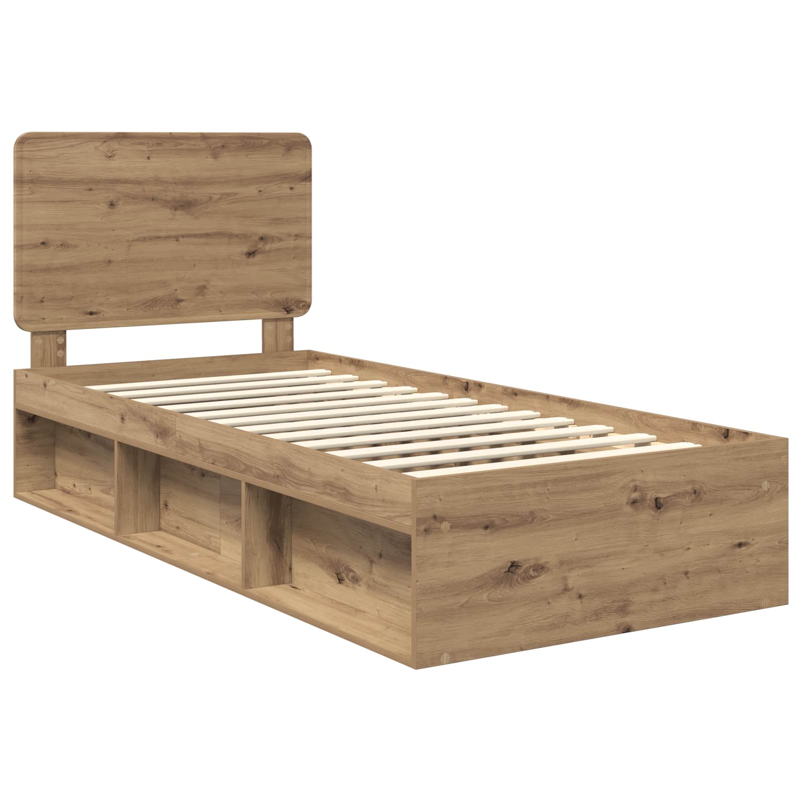 vidaXL Ramka łóżka Dąb rzemieślniczy 90 x 190 cm Lite drewno sosnowe