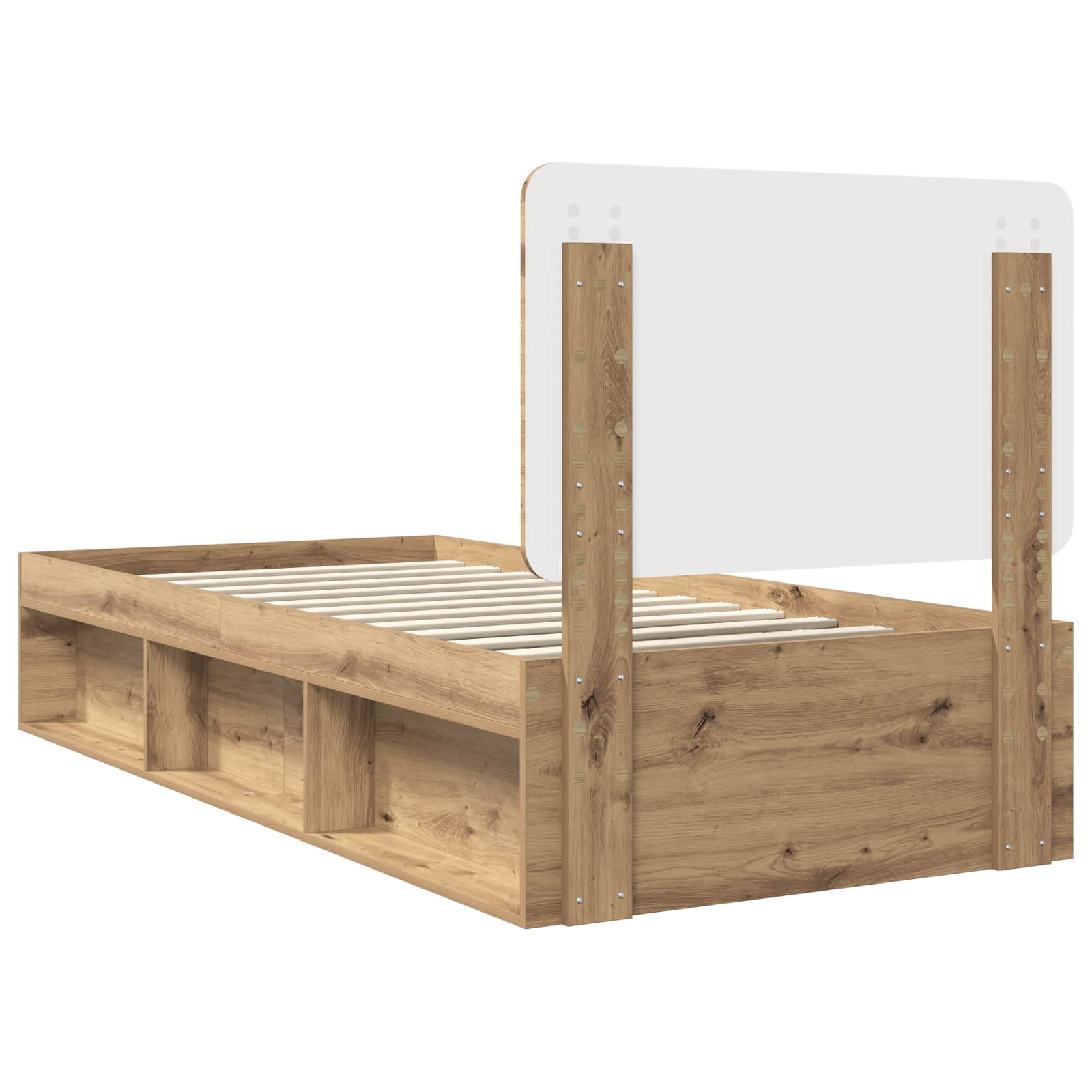vidaXL Ramka łóżka Dąb rzemieślniczy 90 x 190 cm Lite drewno sosnowe