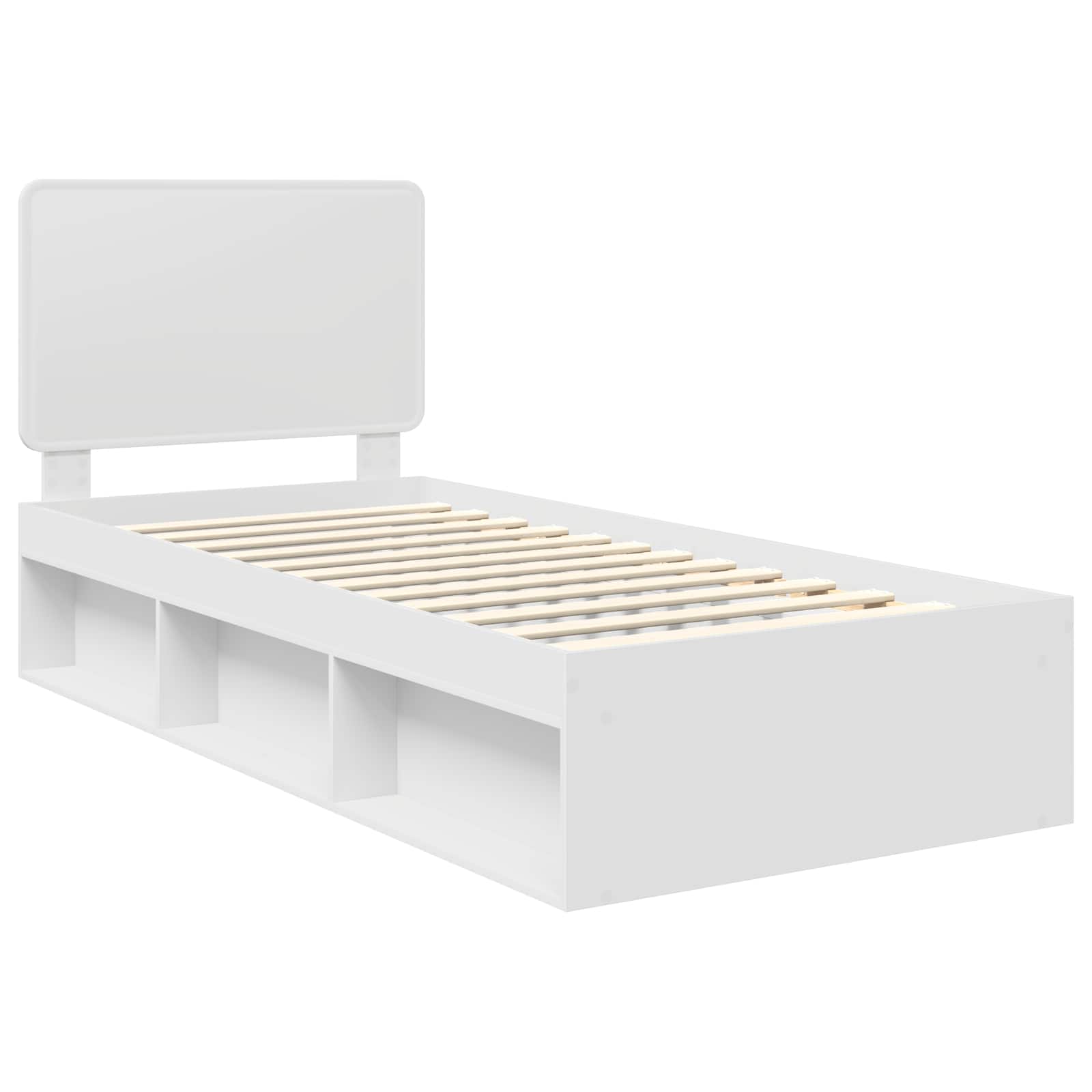 vidaXL Ramka łóżka Z zagłówkiem Biały 75 x 190 cm Lite drewno sosnowe
