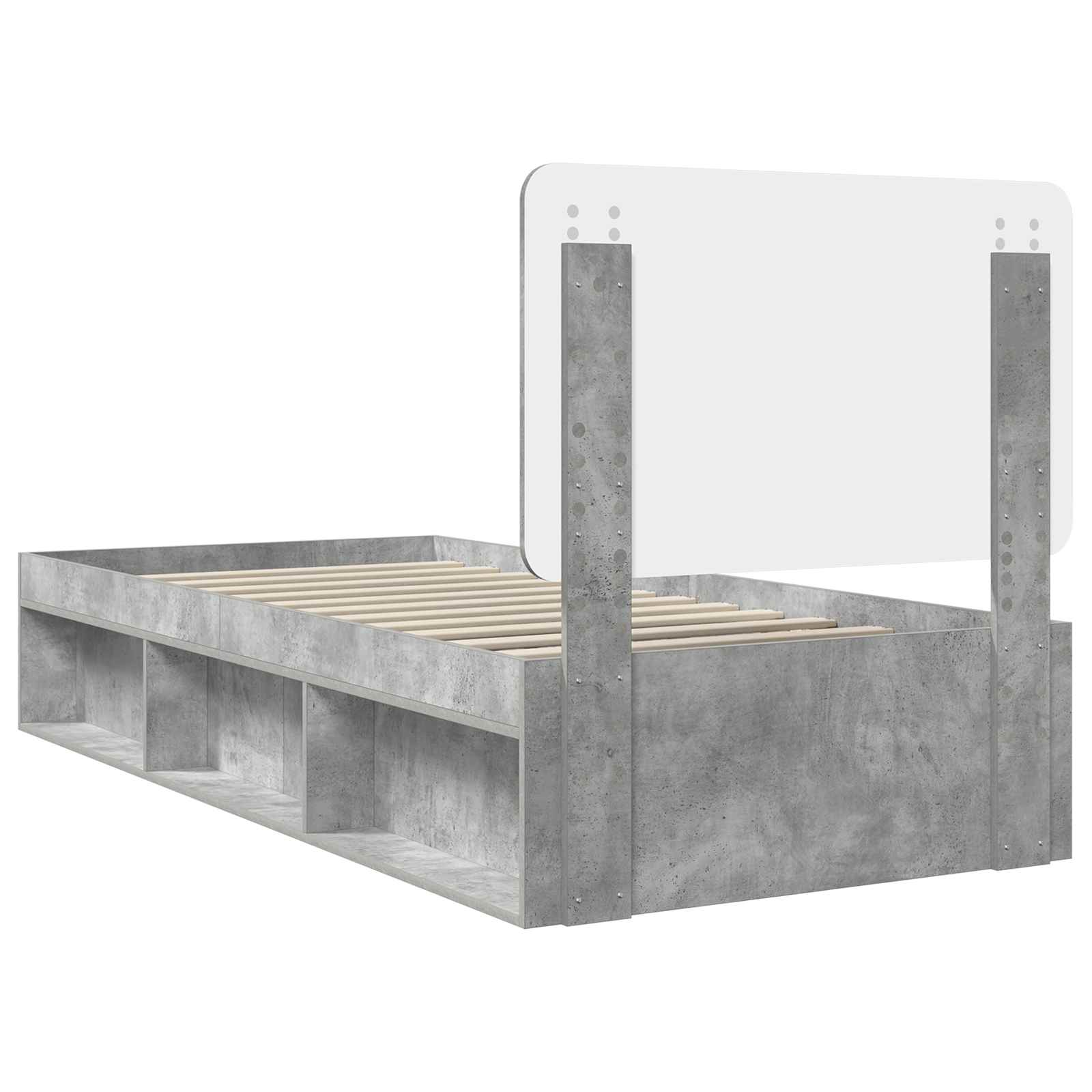 vidaXL Ramka łóżka Szary beton 75 x 190 cm Lite drewno sosnowe