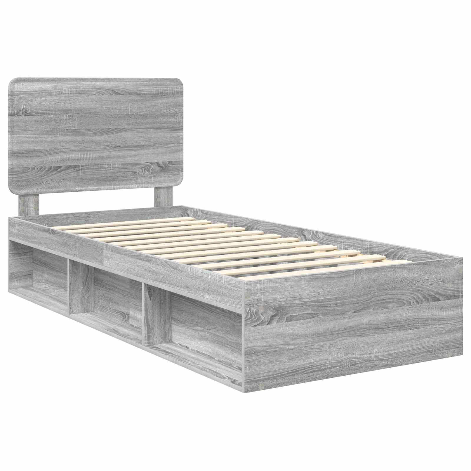 vidaXL Ramka łóżka Szary Sonoma 75 x 190 cm Lite drewno sosnowe
