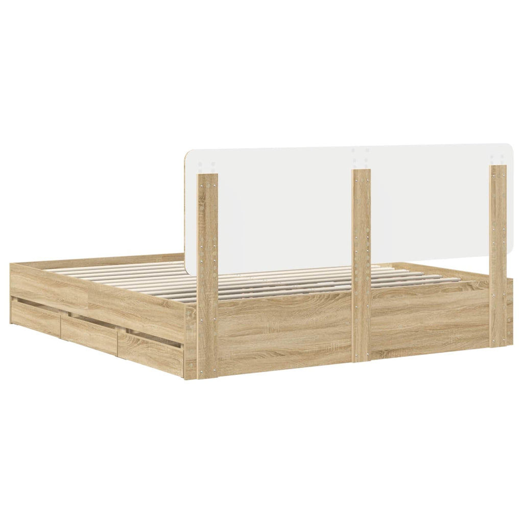 vidaXL Ramka łóżka Dąb Sonoma 200 x 200 cm Drewno inżynieryjne