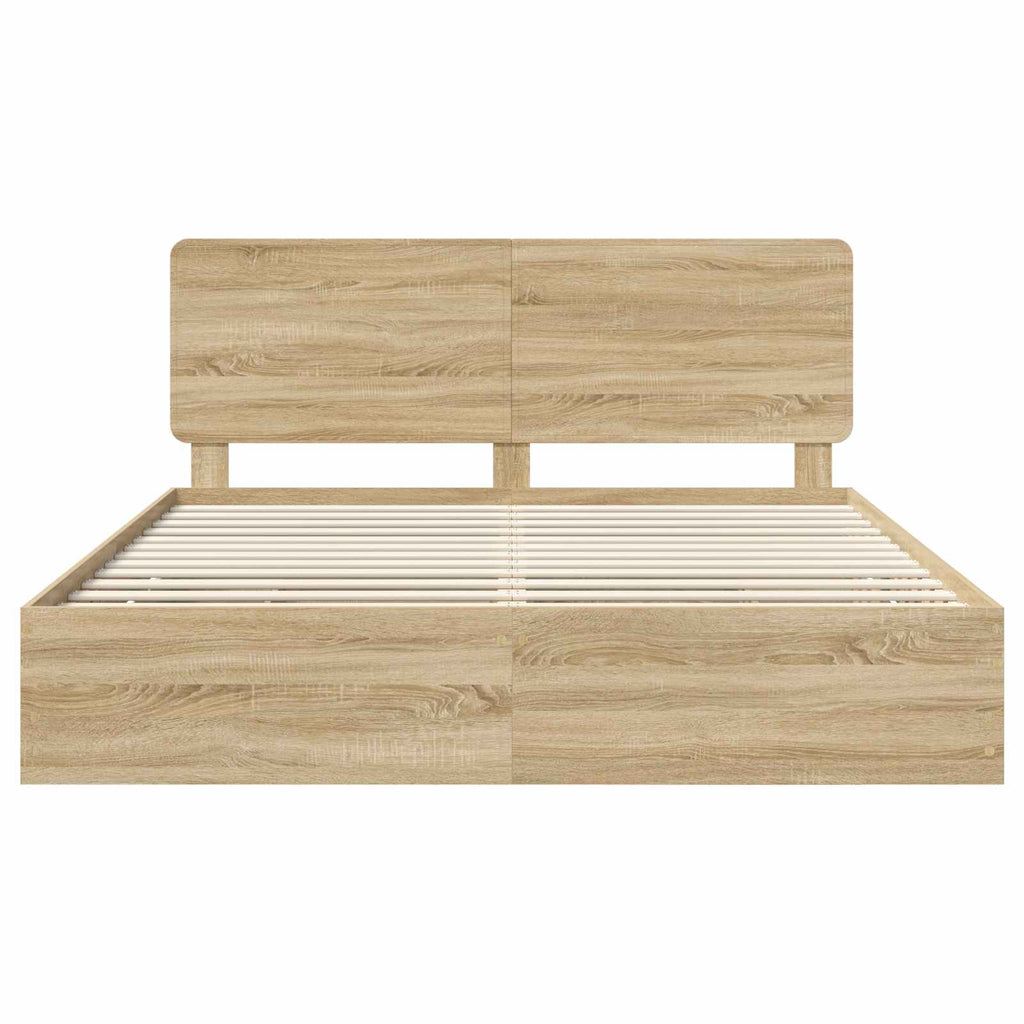 vidaXL Ramka łóżka Dąb Sonoma 200 x 200 cm Drewno inżynieryjne