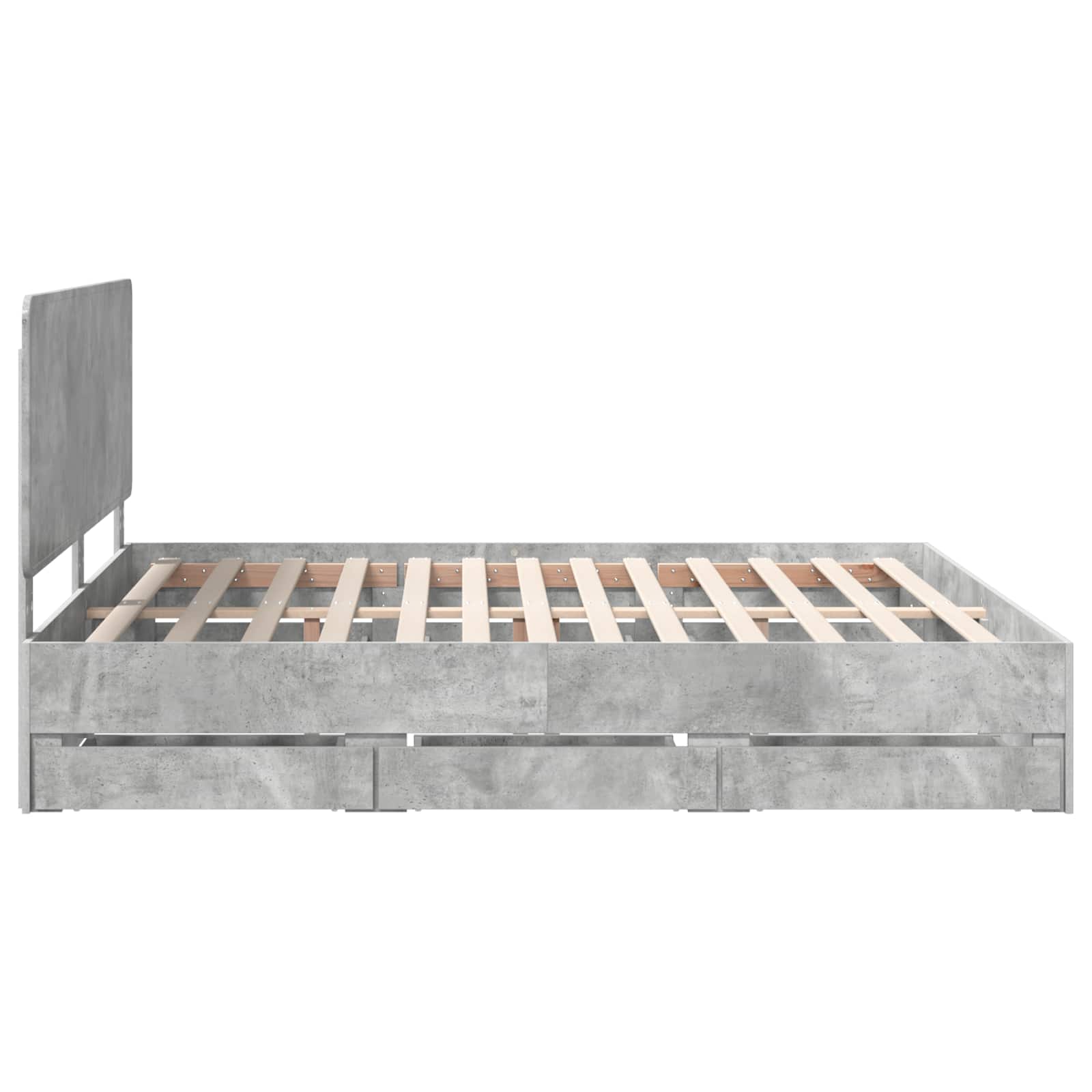 vidaXL Ramka łóżka Betonowy szary 200 x 200 cm Drewno inżynieryjne