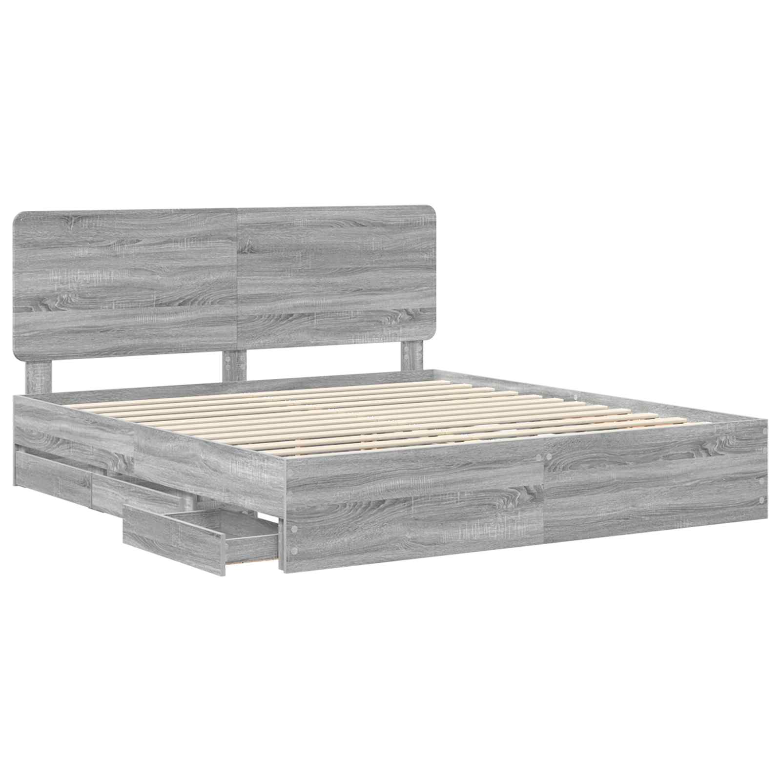 vidaXL Ramka łóżka Szary Sonoma 200 x 200 cm Drewno inżynieryjne