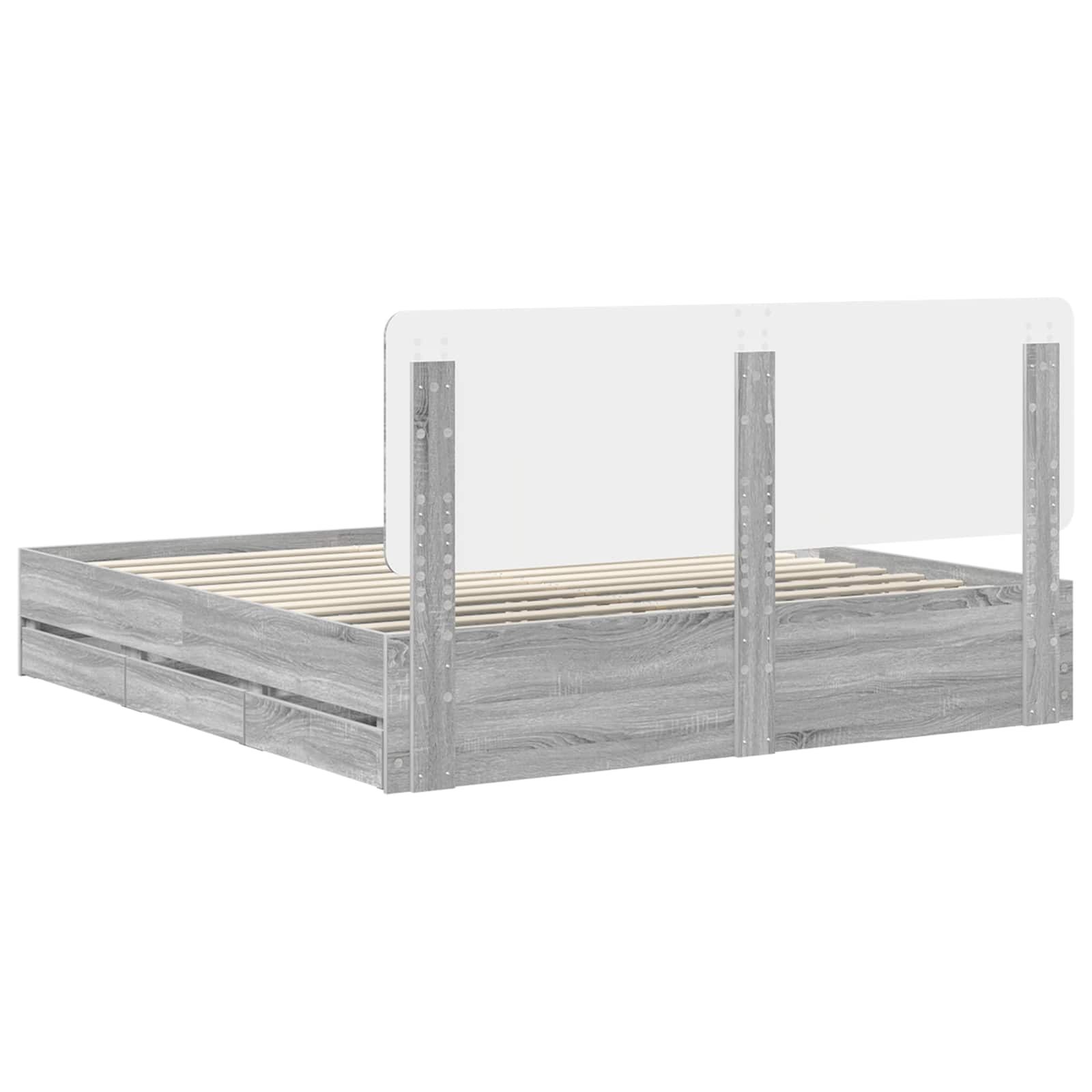 vidaXL Ramka łóżka Szary Sonoma 200 x 200 cm Drewno inżynieryjne
