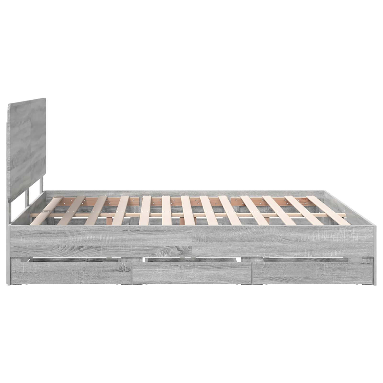 vidaXL Ramka łóżka Szary Sonoma 200 x 200 cm Drewno inżynieryjne