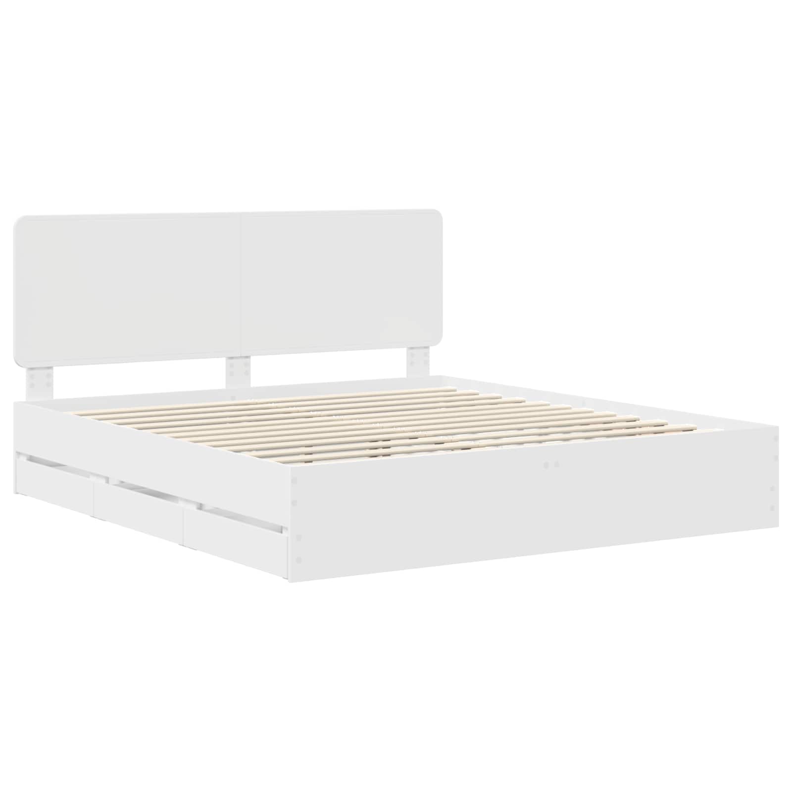 vidaXL Ramka łóżka z szufladą Biały 180 x 200 cm Drewno inżynieryjne