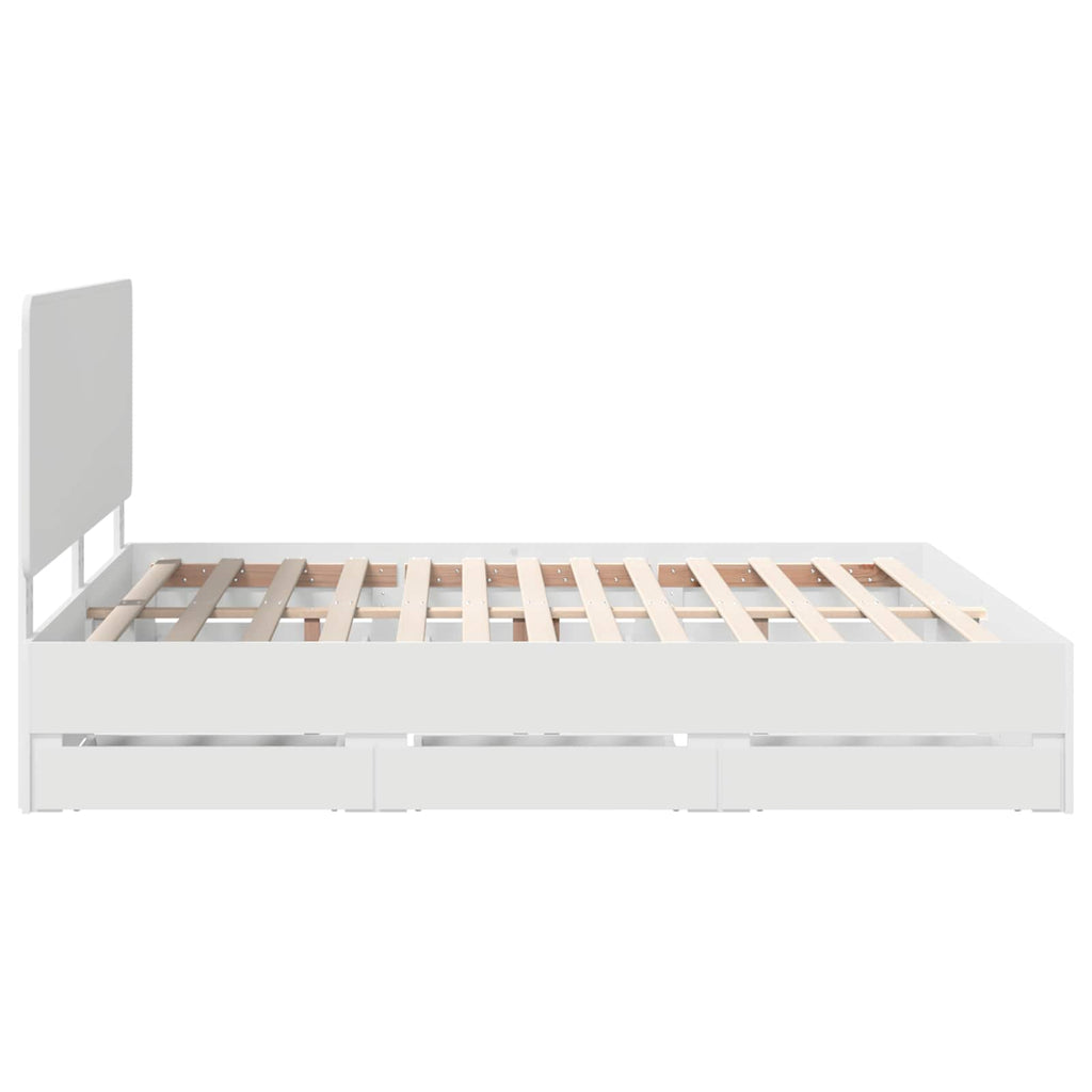 vidaXL Ramka łóżka z szufladą Biały 180 x 200 cm Drewno inżynieryjne