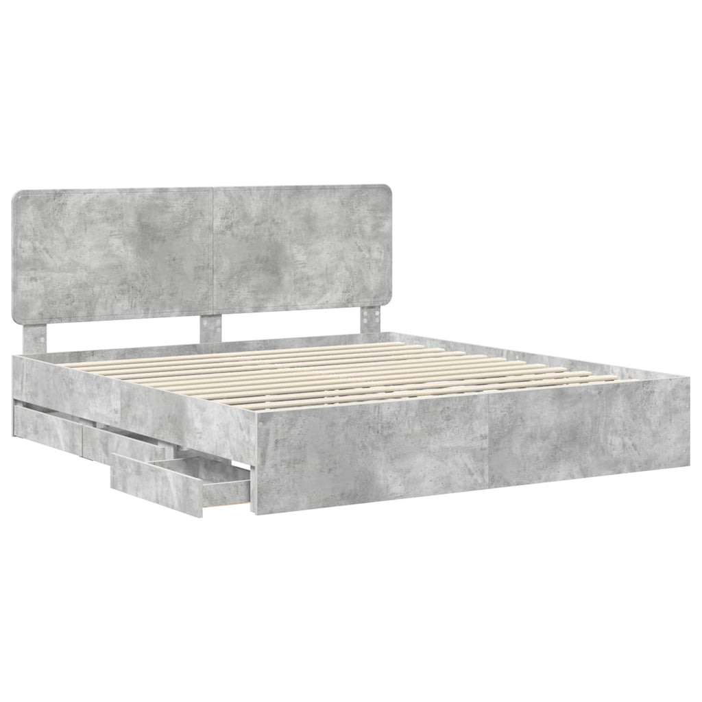 vidaXL Ramka łóżka Betonowy szary 180 x 200 cm Drewno inżynieryjne