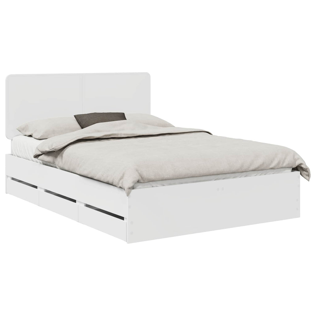 vidaXL Ramka łóżka z szufladą Biały 160 x 200 cm Drewno inżynieryjne