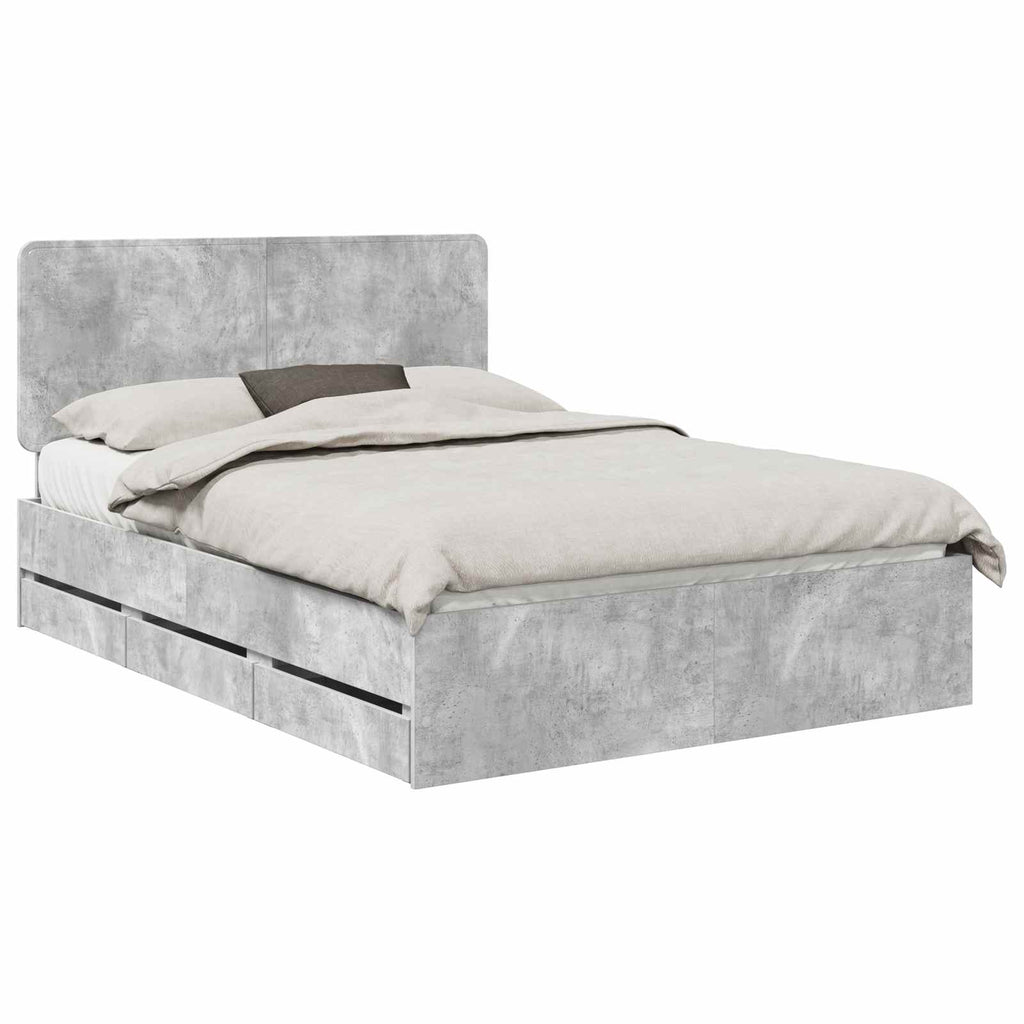 vidaXL Ramka łóżka Betonowy szary 160 x 200 cm Drewno inżynieryjne