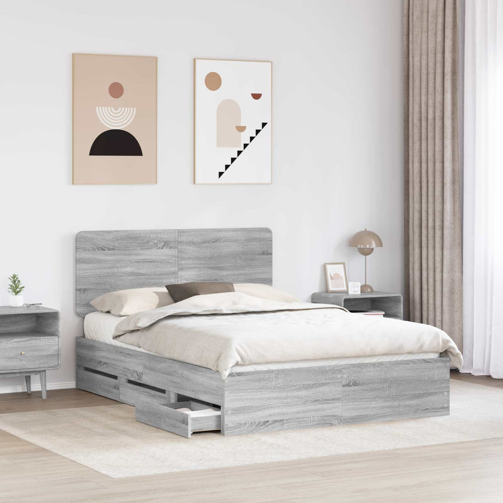 vidaXL Ramka łóżka Szary Sonoma 160 x 200 cm Drewno inżynieryjne