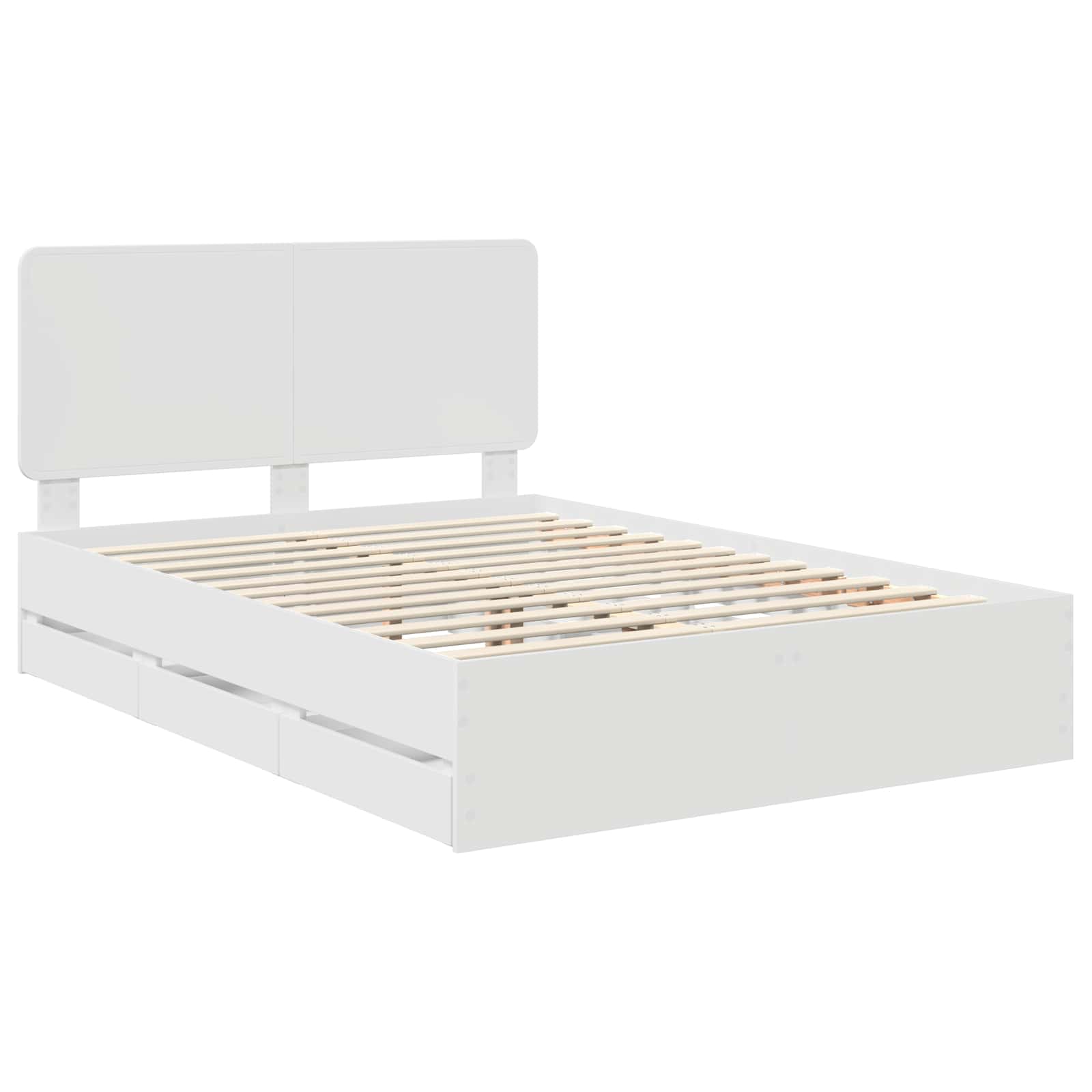 vidaXL Ramka łóżka z szufladą Biały 150 x 200 cm Drewno inżynieryjne