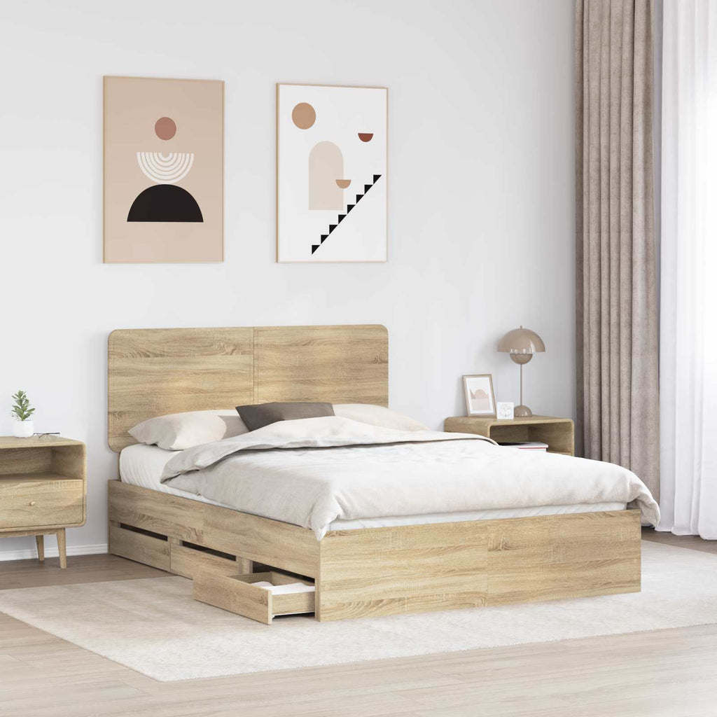 vidaXL Ramka łóżka Dąb Sonoma 150 x 200 cm Drewno inżynieryjne