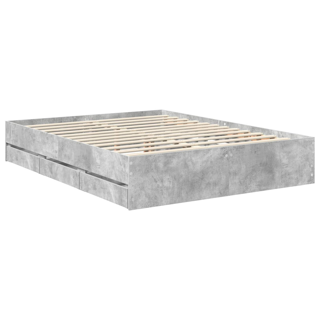 vidaXL Ramka łóżka Betonowy szary 150 x 200 cm Drewno inżynieryjne