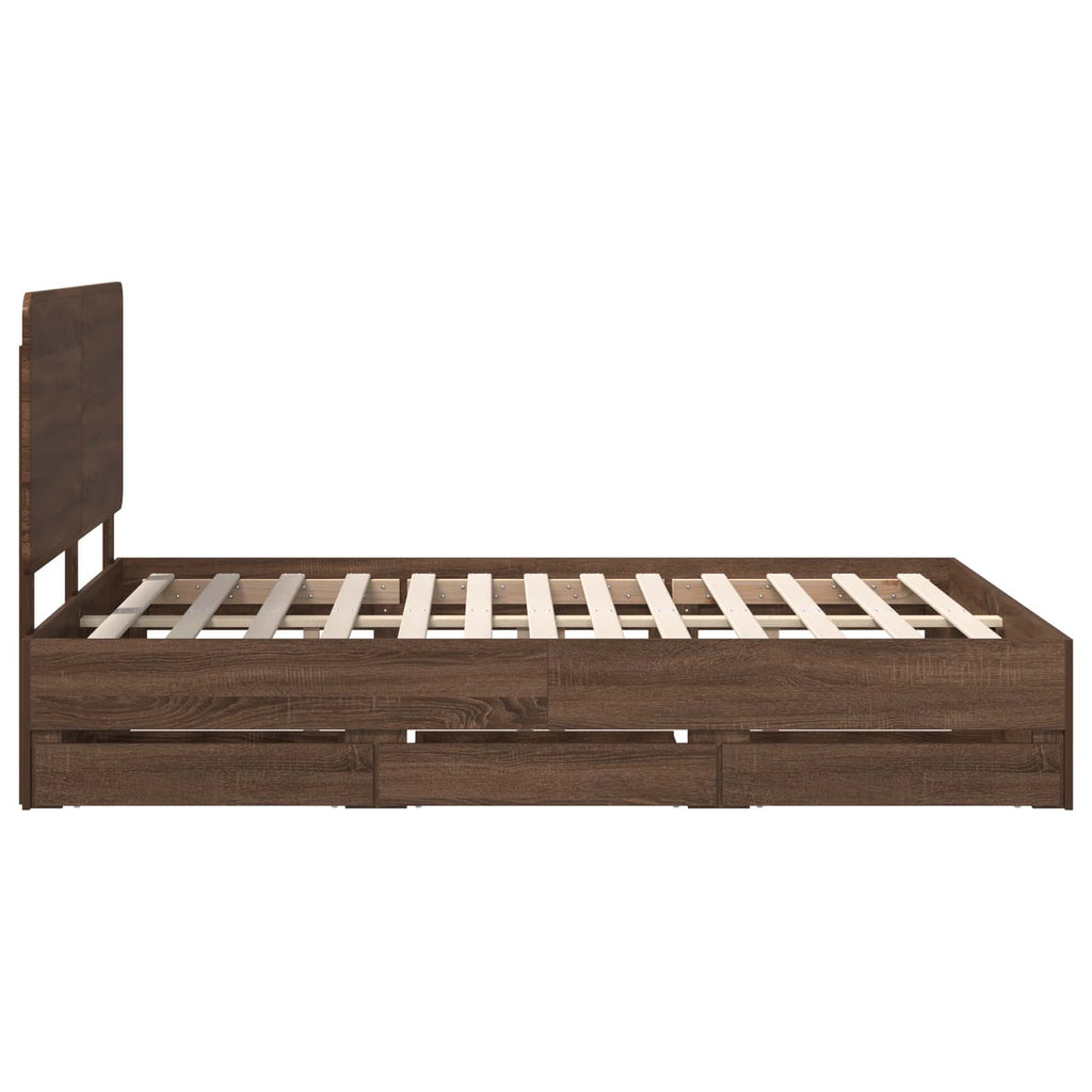 vidaXL Ramka łóżka Brązowy dąb 150 x 200 cm Drewno inżynieryjne