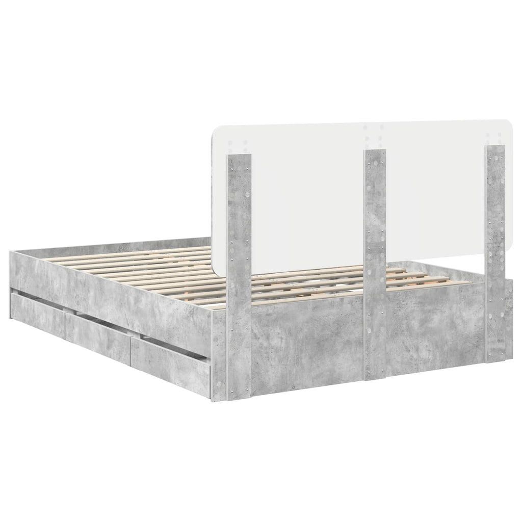 vidaXL Ramka łóżka Betonowy szary 140 x 200 cm Drewno inżynieryjne
