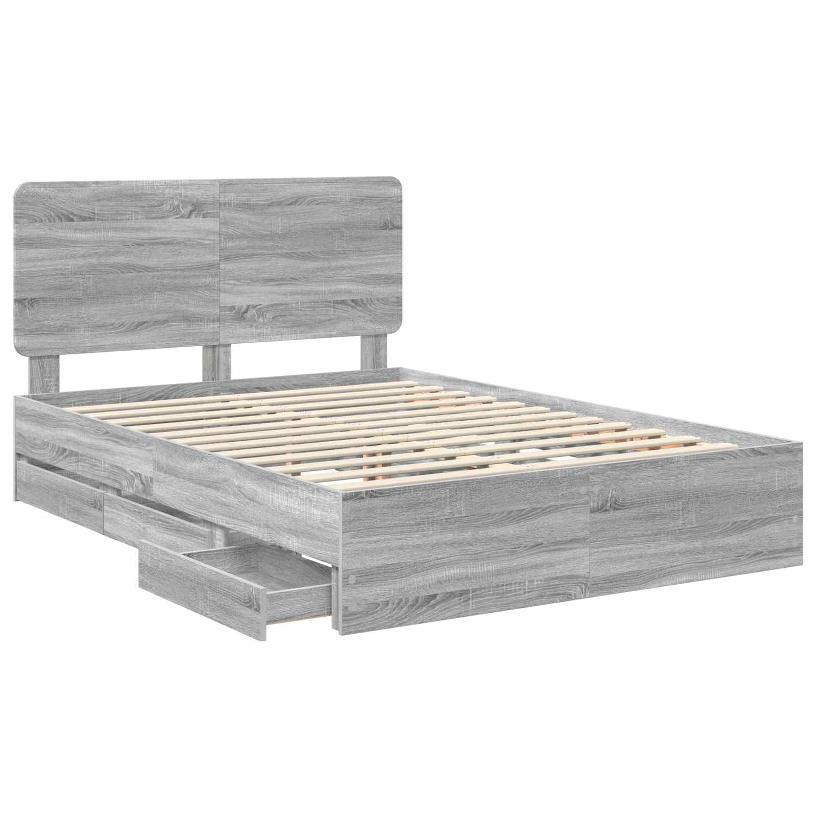 vidaXL Ramka łóżka Szary Sonoma 140 x 200 cm Drewno inżynieryjne