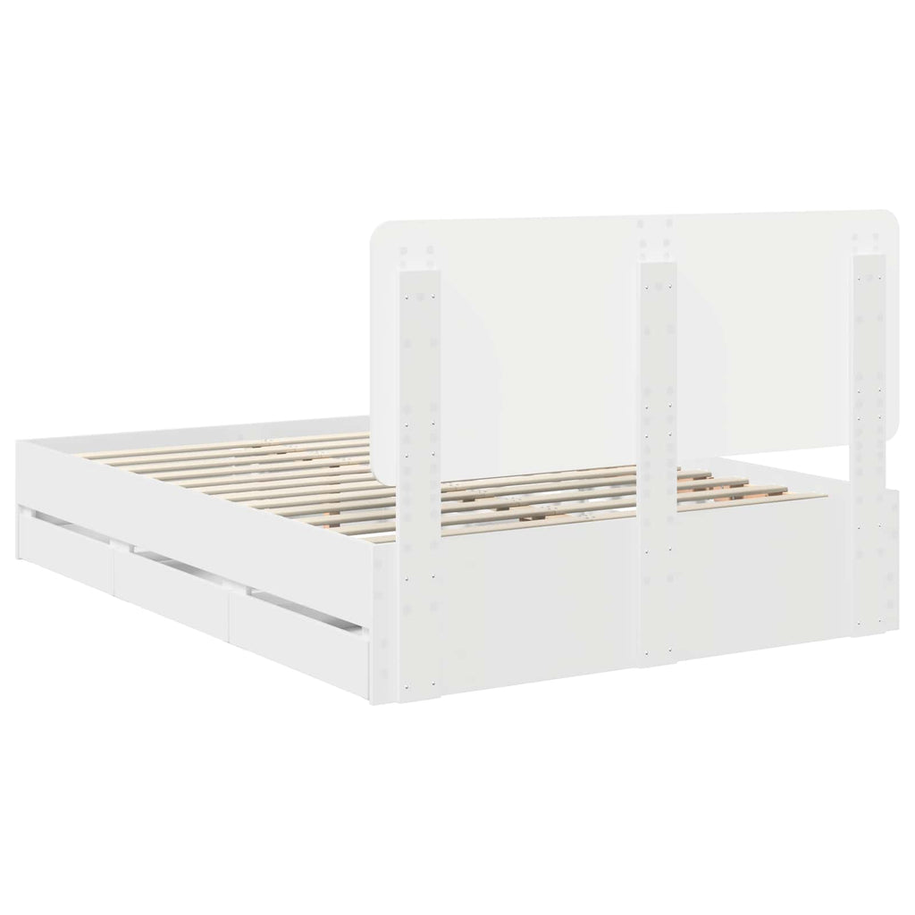 vidaXL Ramka łóżka z szufladą Biały 140 x 190 cm Drewno inżynieryjne