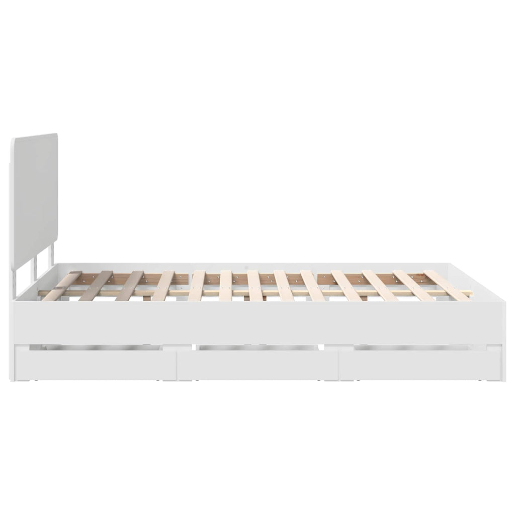 vidaXL Ramka łóżka z szufladą Biały 140 x 190 cm Drewno inżynieryjne