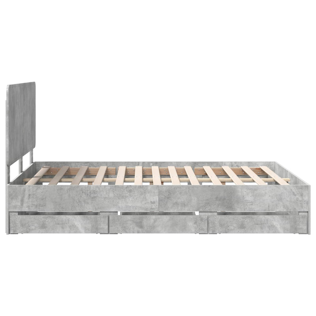 vidaXL Ramka łóżka Betonowy szary 140 x 190 cm Drewno inżynieryjne