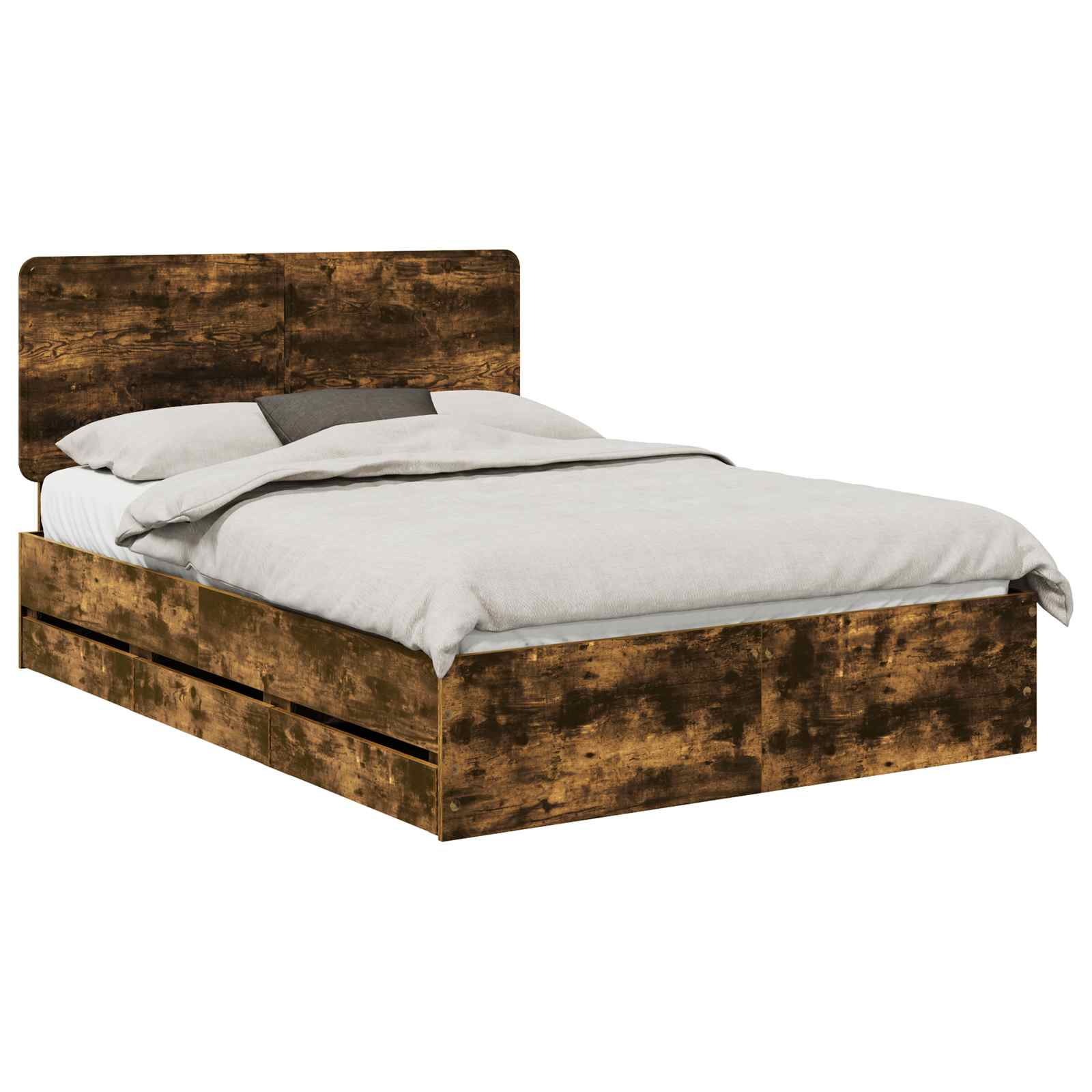 vidaXL Ramka łóżka Dąb wędzony 140 x 190 cm Drewno inżynieryjne
