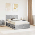 vidaXL Ramka łóżka Betonowy szary 135 x 190 cm Drewno inżynieryjne
