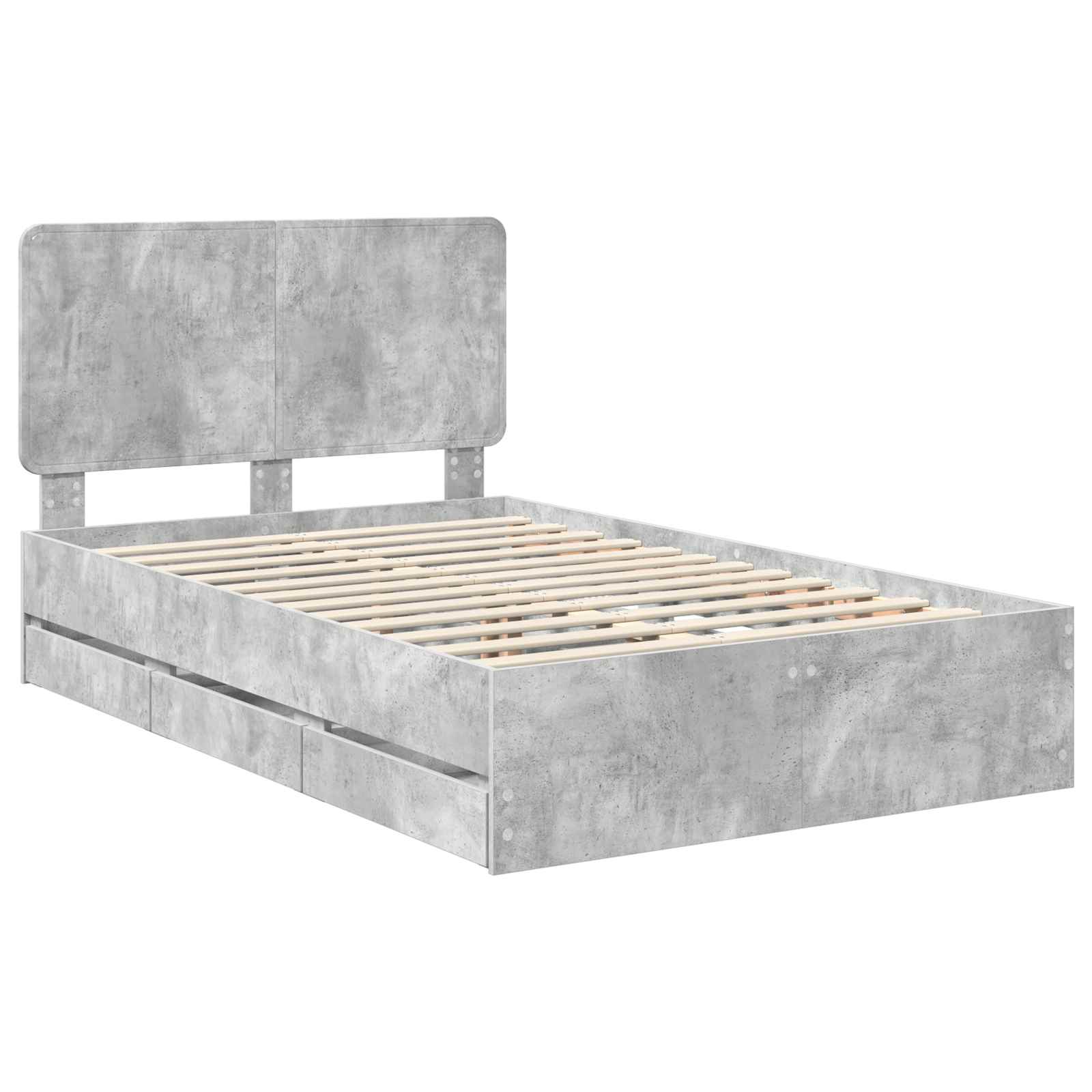 vidaXL Ramka łóżka Betonowy szary 135 x 190 cm Drewno inżynieryjne