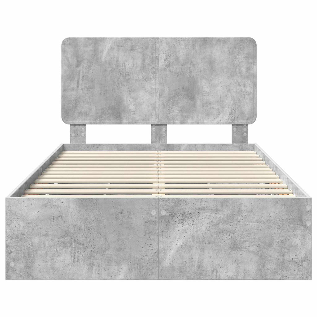vidaXL Ramka łóżka Betonowy szary 135 x 190 cm Drewno inżynieryjne