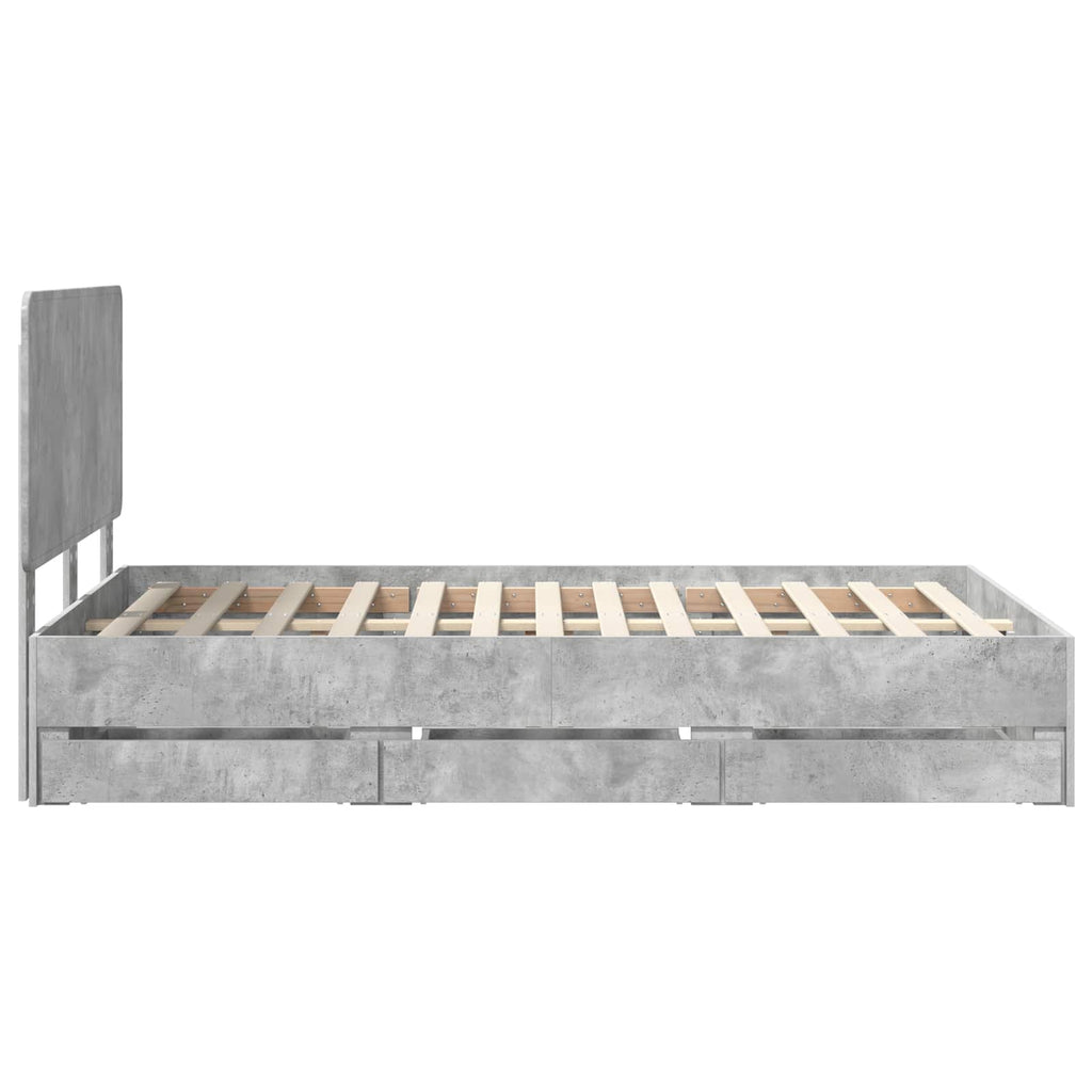 vidaXL Ramka łóżka Betonowy szary 135 x 190 cm Drewno inżynieryjne