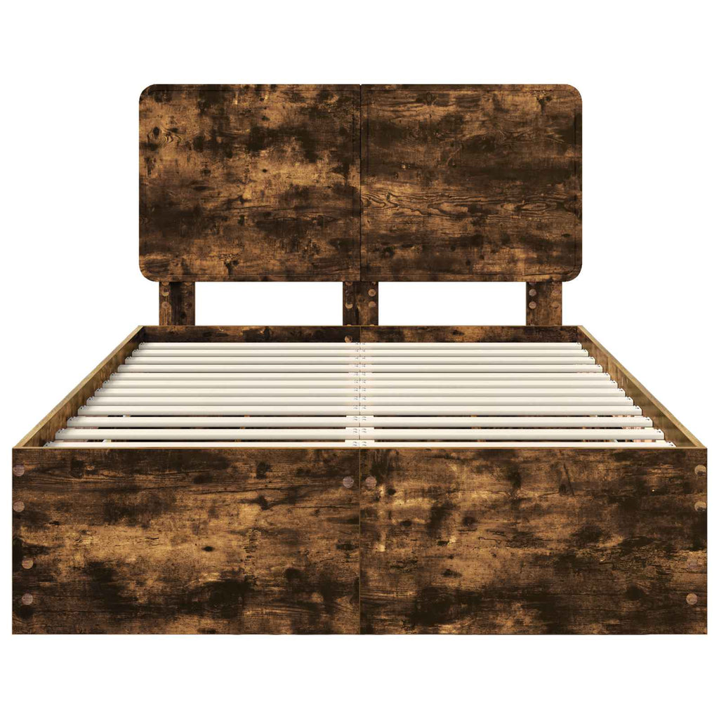 vidaXL Ramka łóżka Dąb wędzony 135 x 190 cm Drewno inżynieryjne
