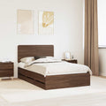vidaXL Ramka łóżka Brązowy dąb 135 x 190 cm Drewno inżynieryjne