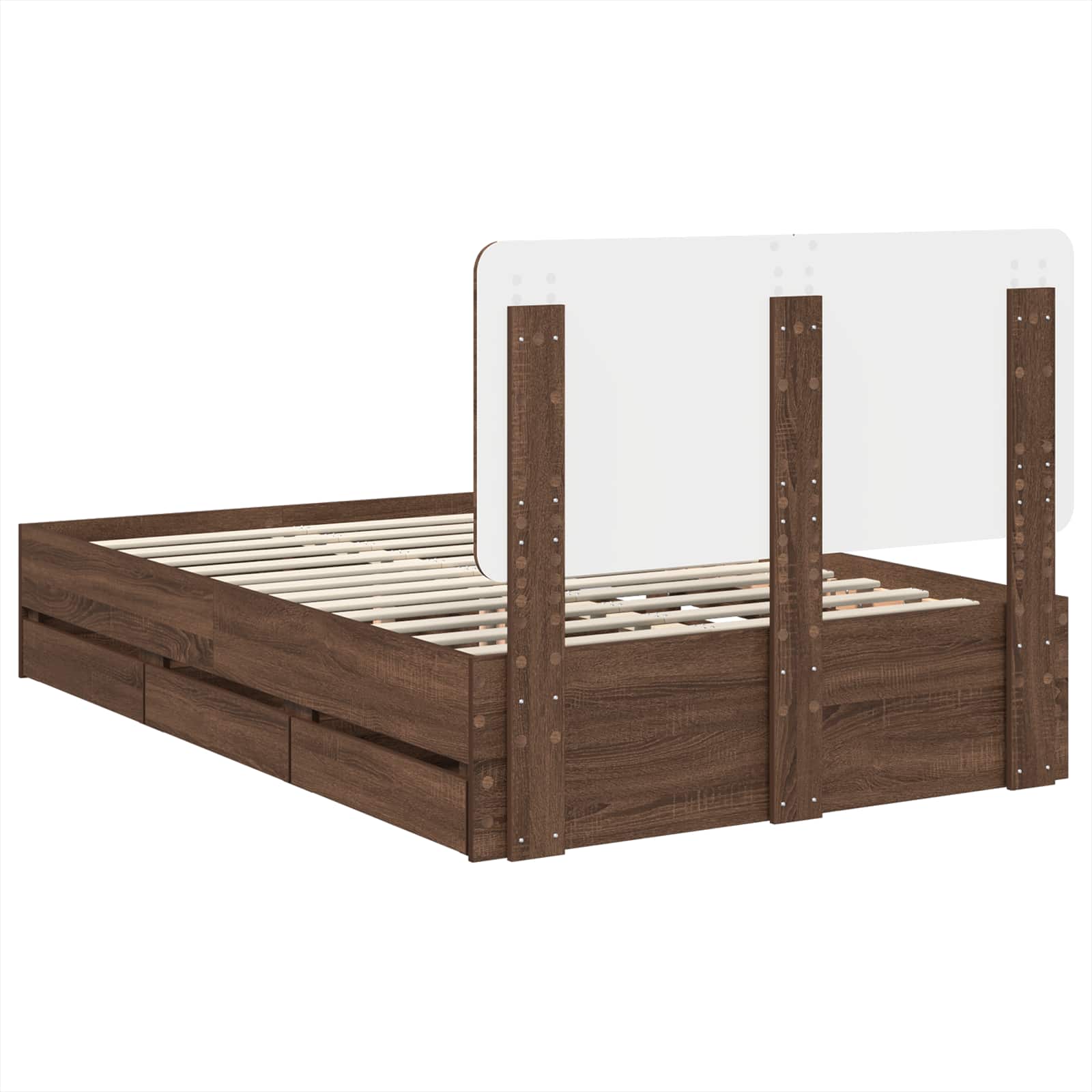 vidaXL Ramka łóżka Brązowy dąb 135 x 190 cm Drewno inżynieryjne