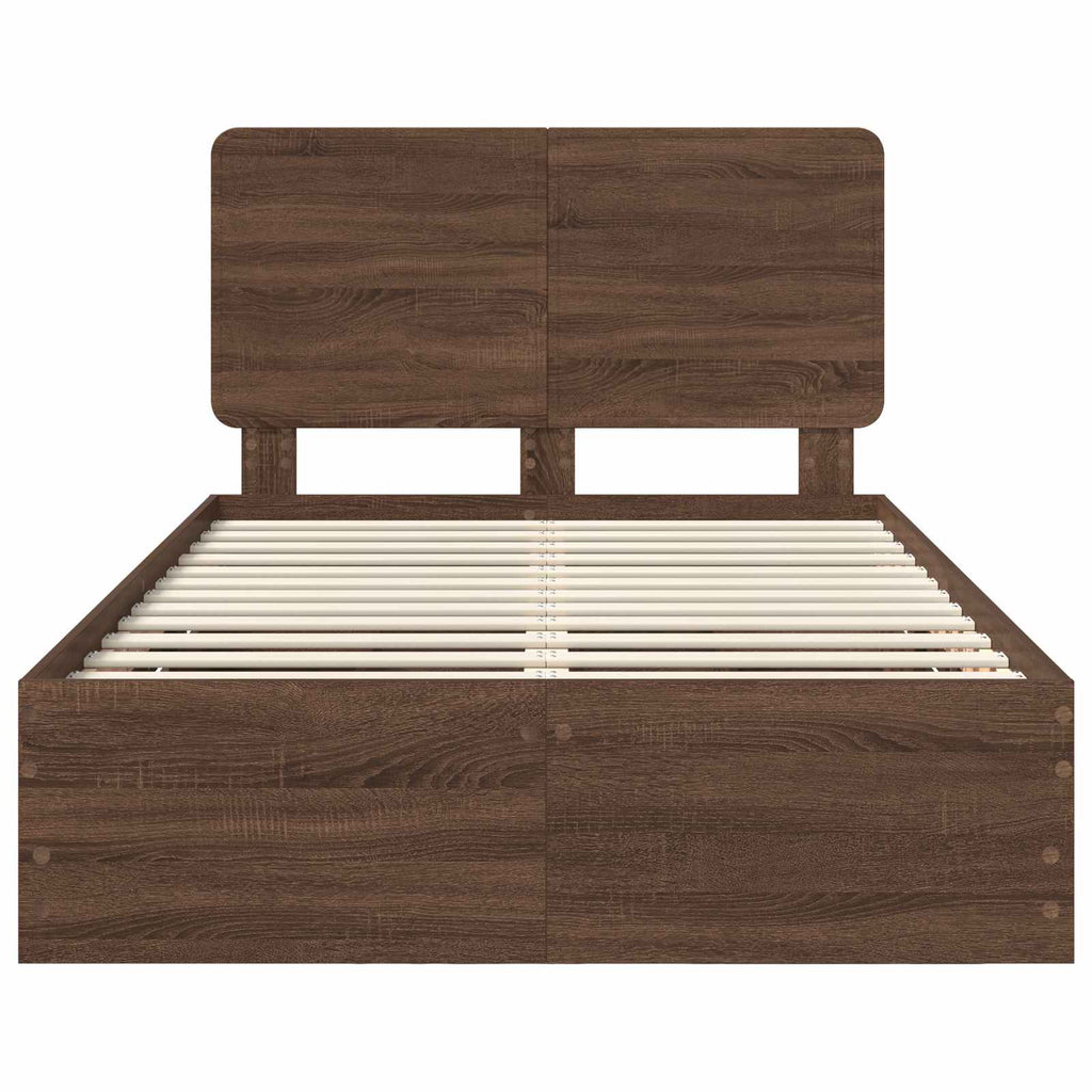vidaXL Ramka łóżka Brązowy dąb 135 x 190 cm Drewno inżynieryjne