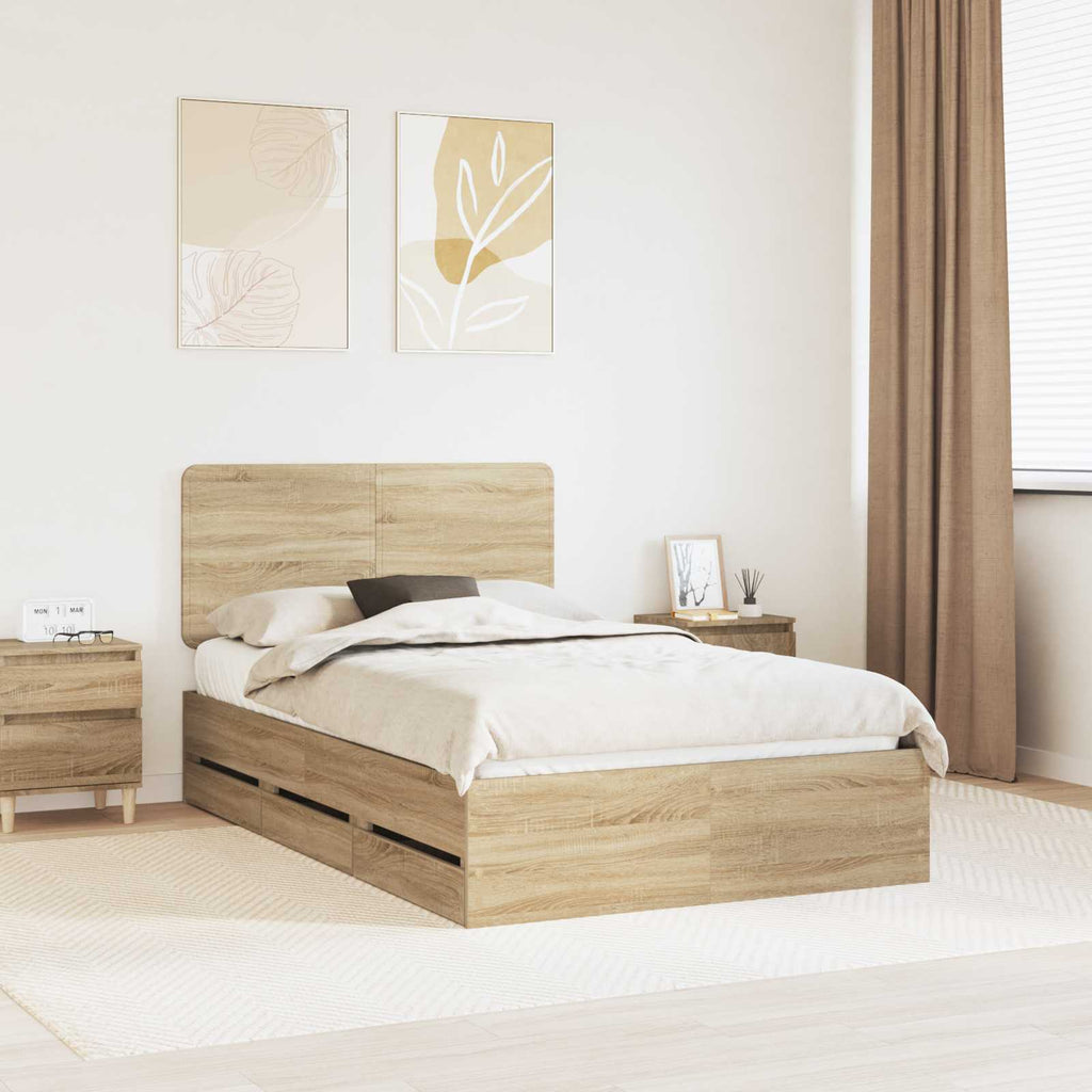 vidaXL Ramka łóżka Dąb Sonoma 120 x 200 cm Drewno inżynieryjne