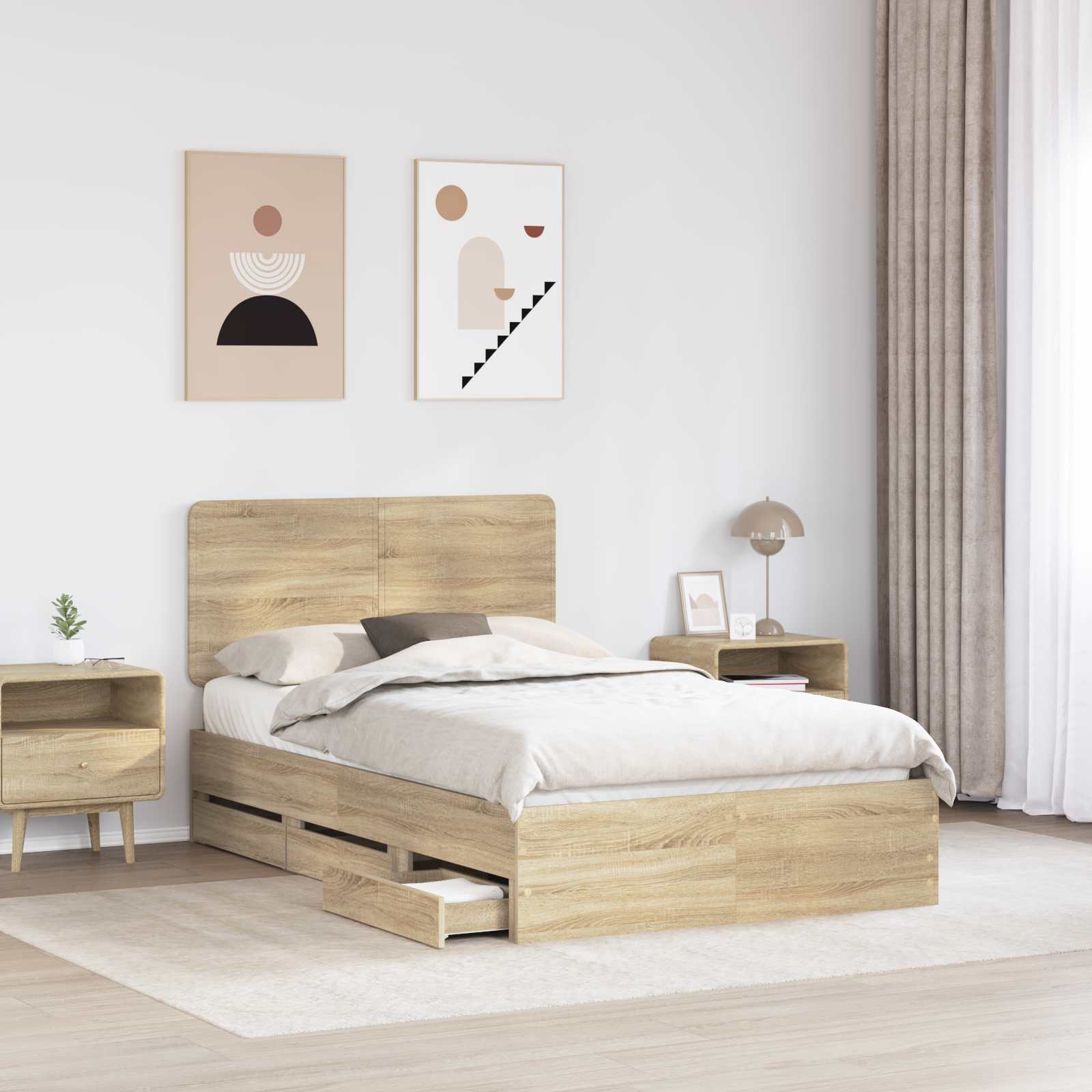 vidaXL Ramka łóżka Dąb Sonoma 120 x 200 cm Drewno inżynieryjne