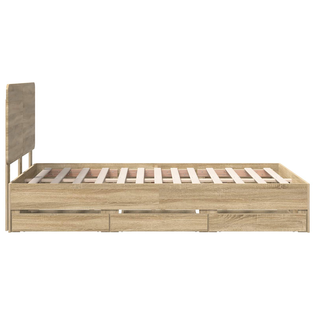 vidaXL Ramka łóżka Dąb Sonoma 120 x 190 cm Drewno inżynieryjne