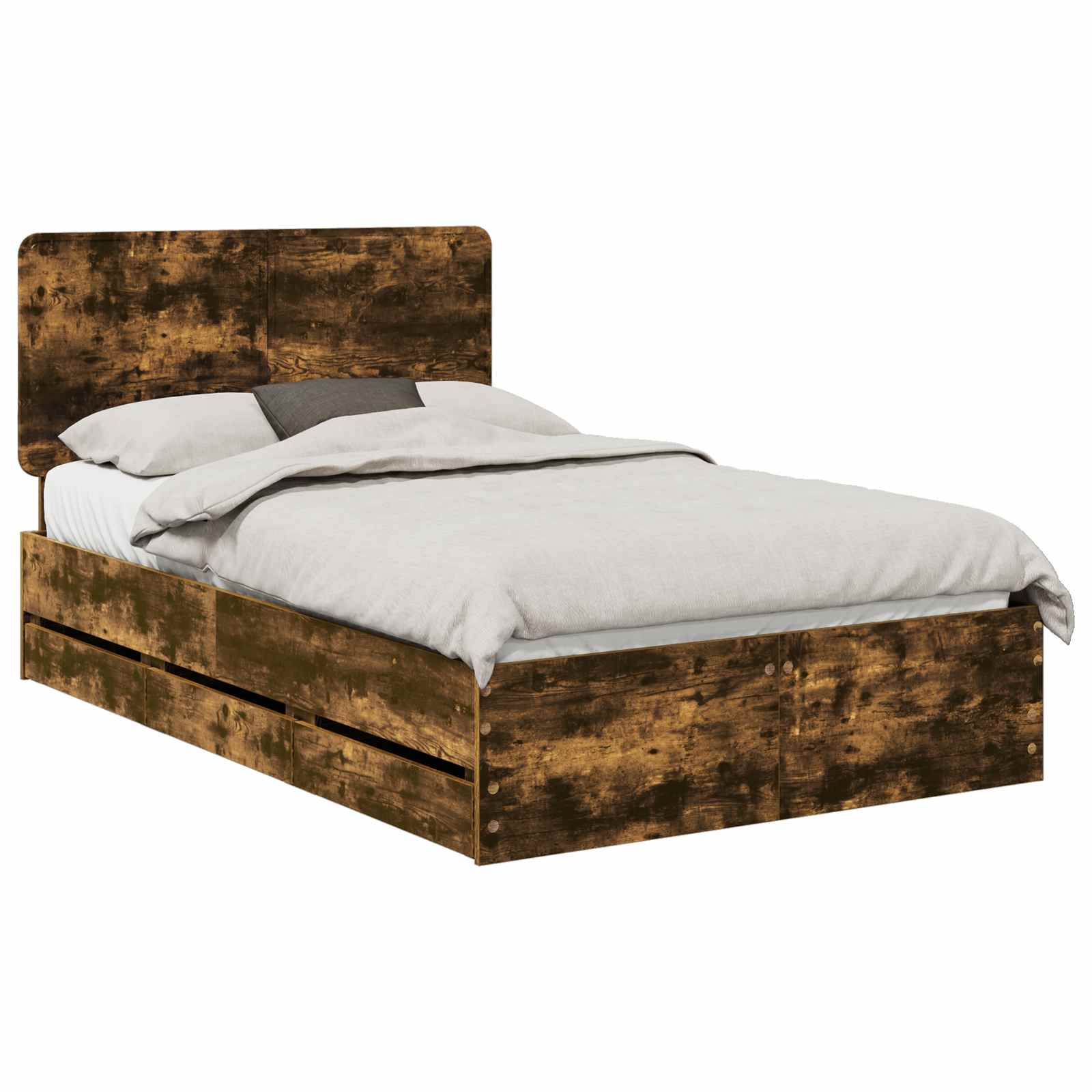vidaXL Ramka łóżka Dąb wędzony 120 x 190 cm Drewno inżynieryjne