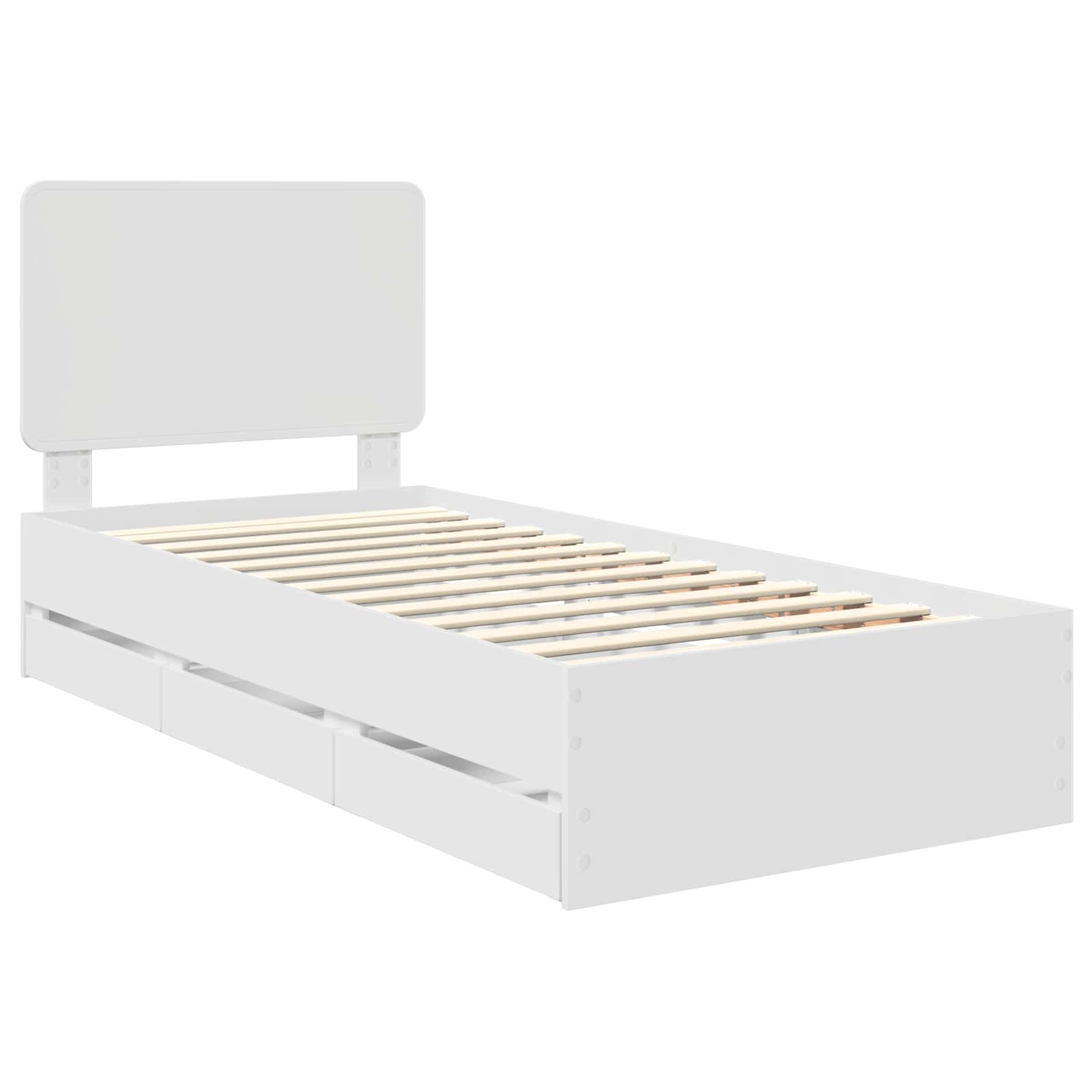 vidaXL Ramka łóżka z szufladą Biały 100 x 200 cm Drewno inżynieryjne