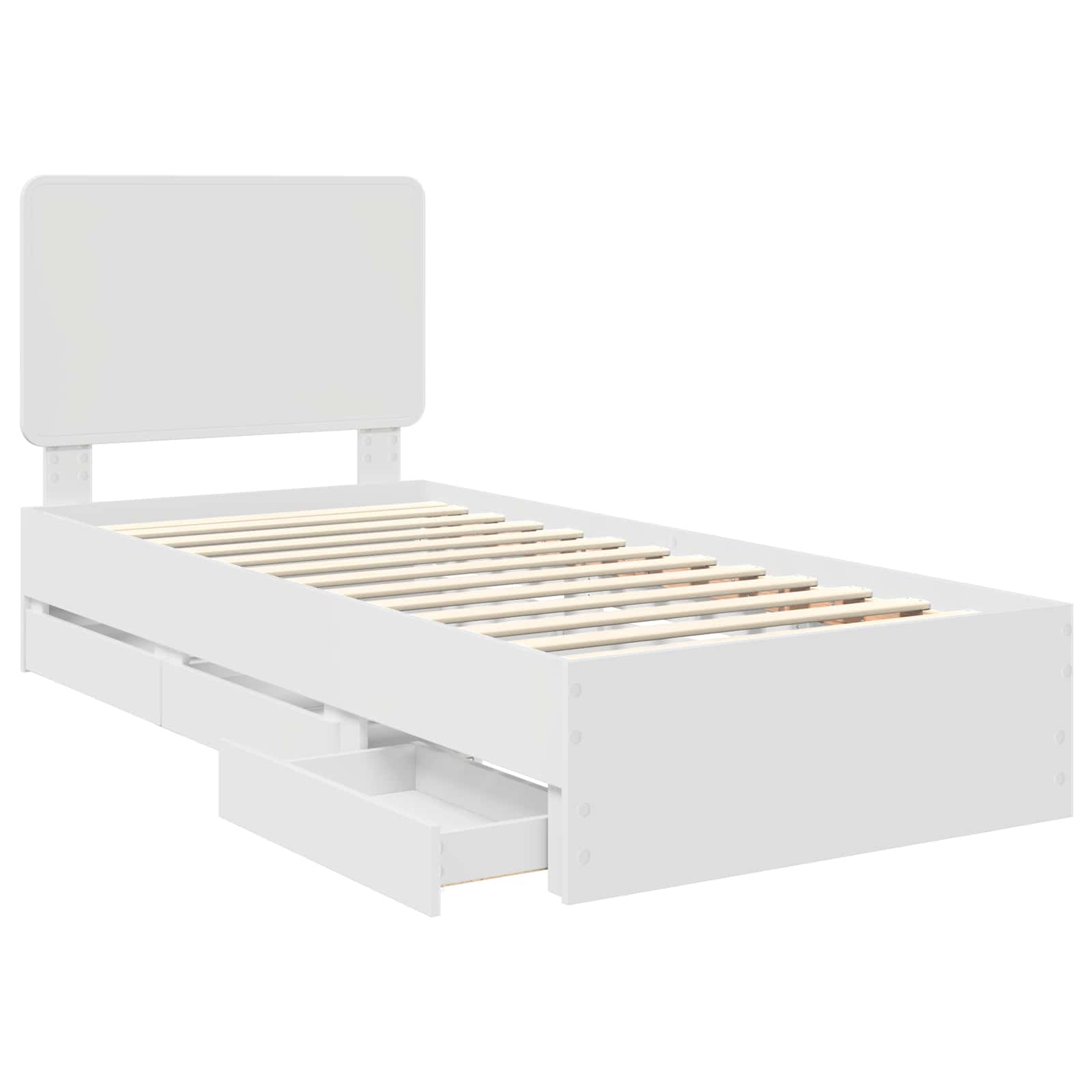 vidaXL Ramka łóżka z szufladą Biały 100 x 200 cm Drewno inżynieryjne