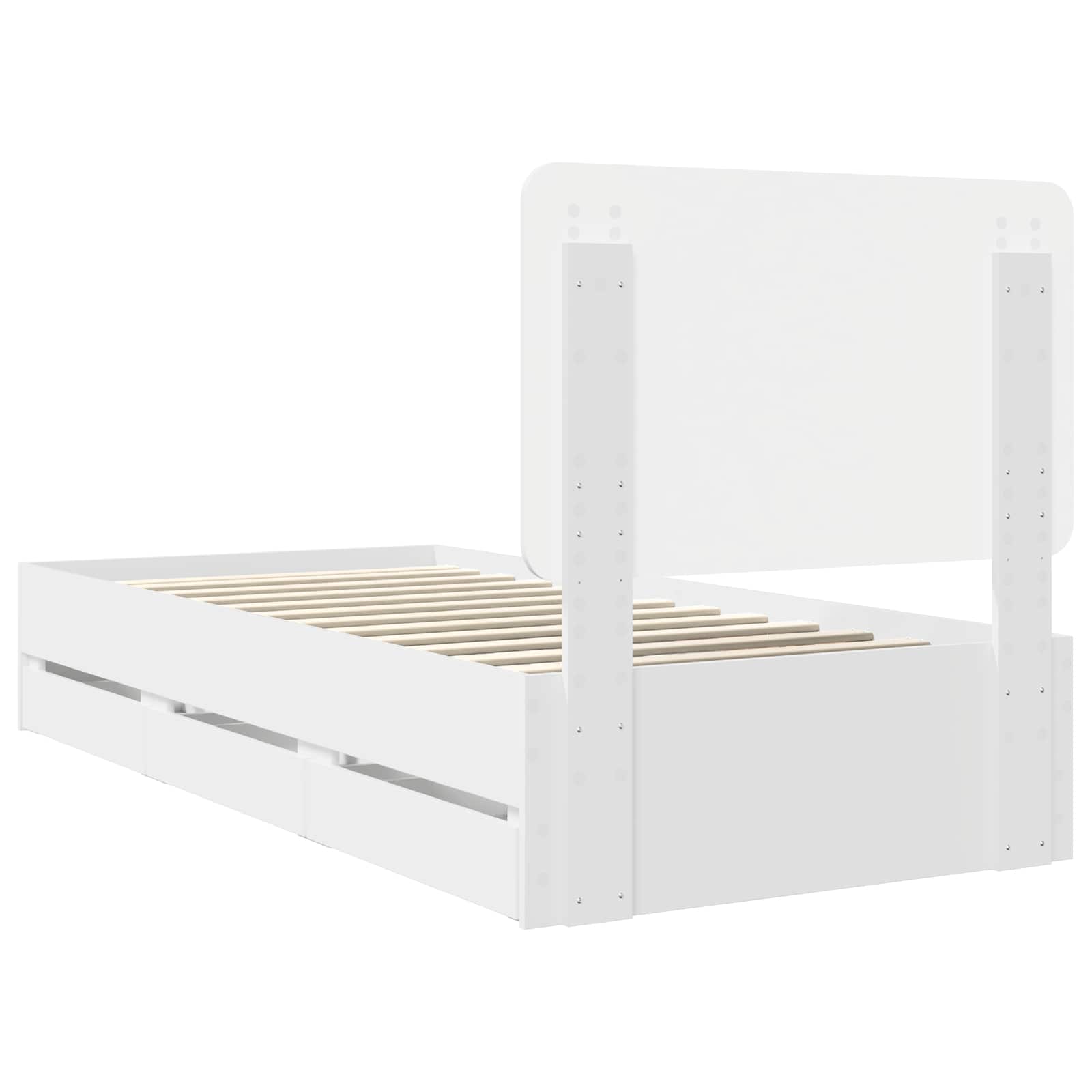 vidaXL Ramka łóżka z szufladą Biały 100 x 200 cm Drewno inżynieryjne